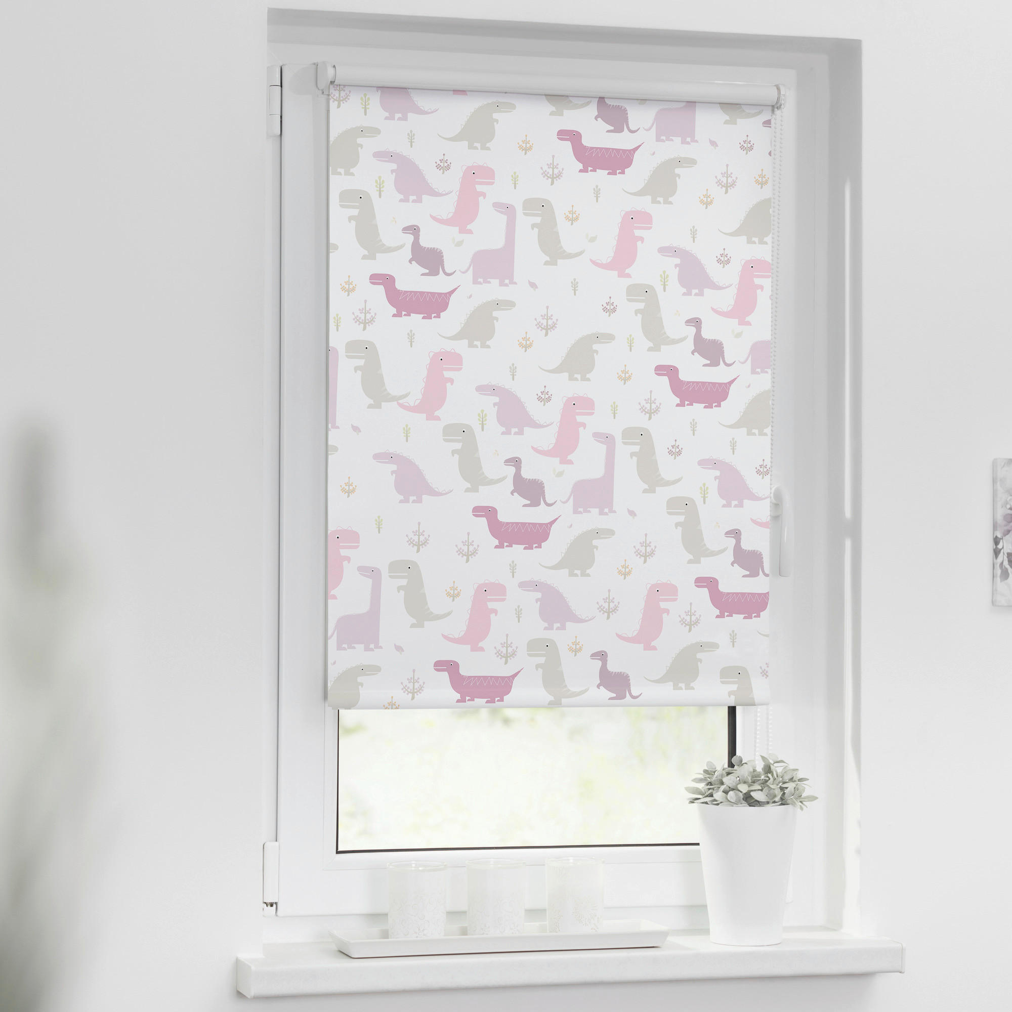 LICHTBLICK Verdunkelungsrollo Dinos pink B/L: ca. 80x150 cm