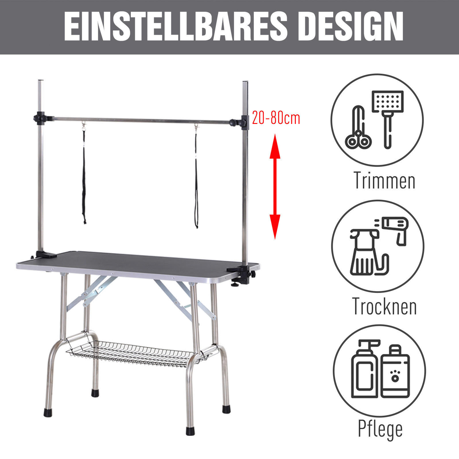 Thumbnail - PawHut Hundetrimmtisch schwarz Gummi B/H/L: ca. 60x170x107 cm