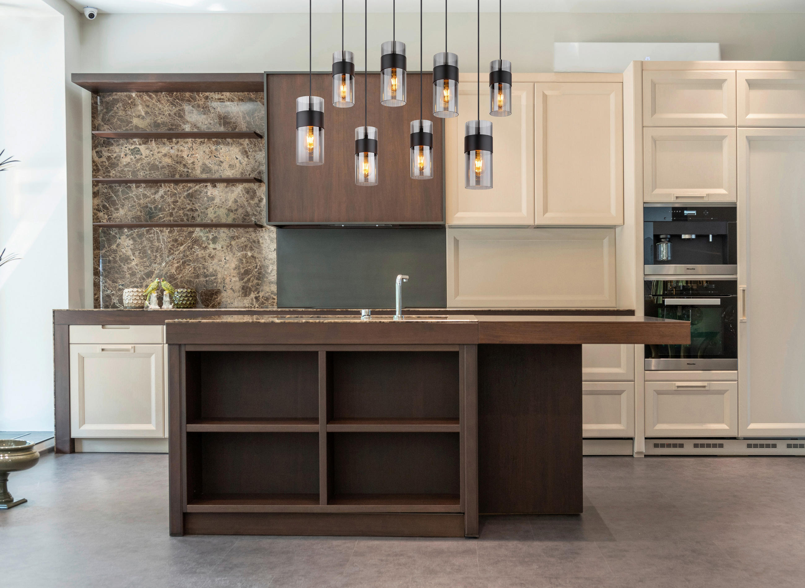 Thumbnail - GLOBO Pendelleuchte schwarz Metall B/H/T: ca. 28x150x102 cm E27 8 Brennstellen