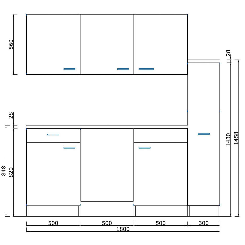 Thumbnail - Respekta Küchenblock Economy weiß B/H/T: ca. 180x200x60 cm