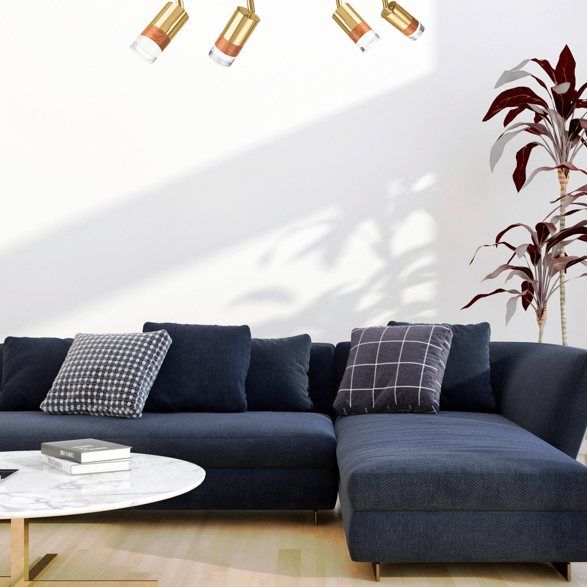 Thumbnail - Lamkur Deckenleuchte gold Glas Stahl B/H/L: ca. 8x19x81 cm 4 Brennstellen