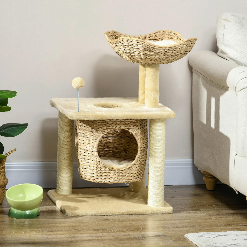 Thumbnail - PawHut Kratzbaum beige Plüsch B/H/L: ca. 40x74x45 cm