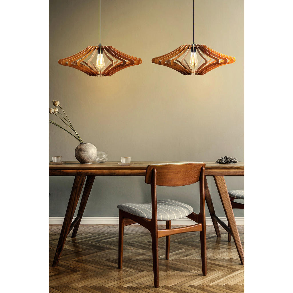 Thumbnail - Opviq Pendelleuchte nussbaum MDF B/H/L: ca. 47x55x47 cm E27 1 Brennstellen