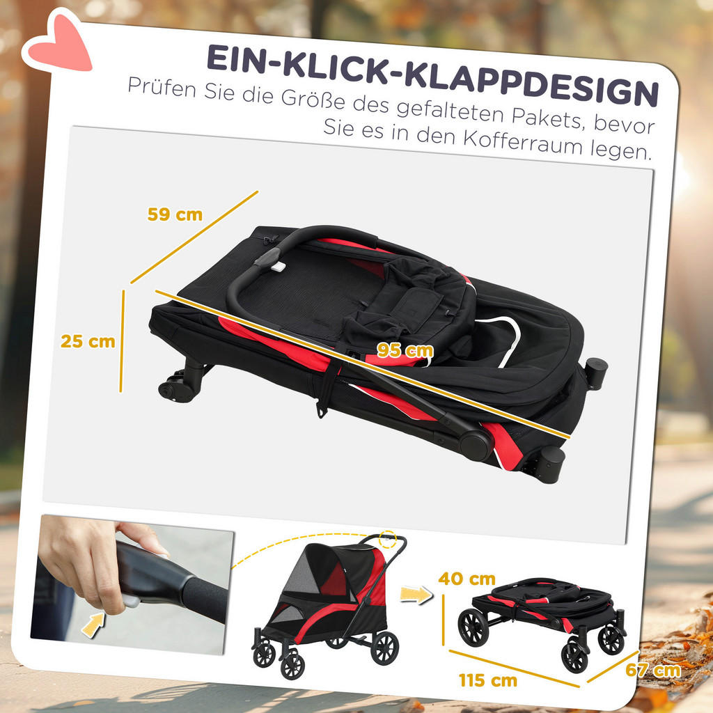 Thumbnail - PawHut Hundewagen schwarz Polyester B/H/L: ca. 67x100x124 cm