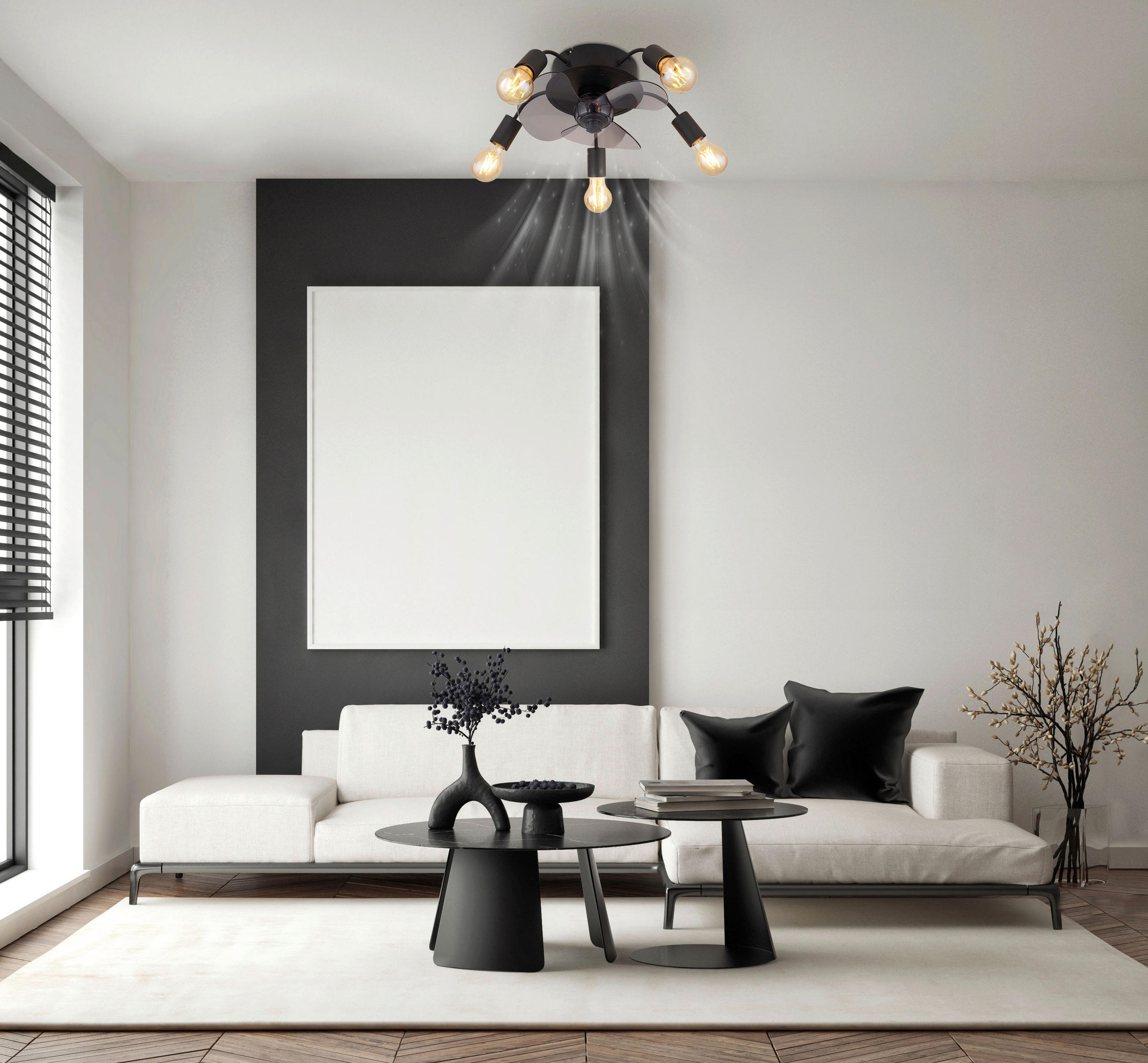 Thumbnail - GLOBO Deckenventilator ALISHA 3647 Rauch schwarz H/D: ca. 15x42 cm max. 40 W