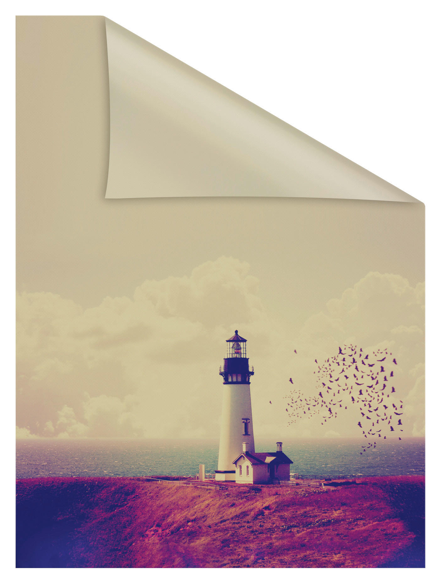 Thumbnail - LICHTBLICK Fensterfolie Leuchtturm  Leuchtturm orange rot B/L: ca. 50x100 cm