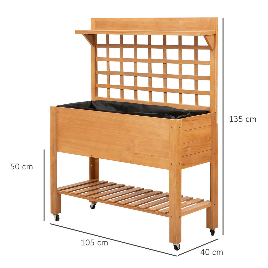 Thumbnail - Outsunny Pflanztisch hellbraun B/H/L: ca. 40x135x105 cm