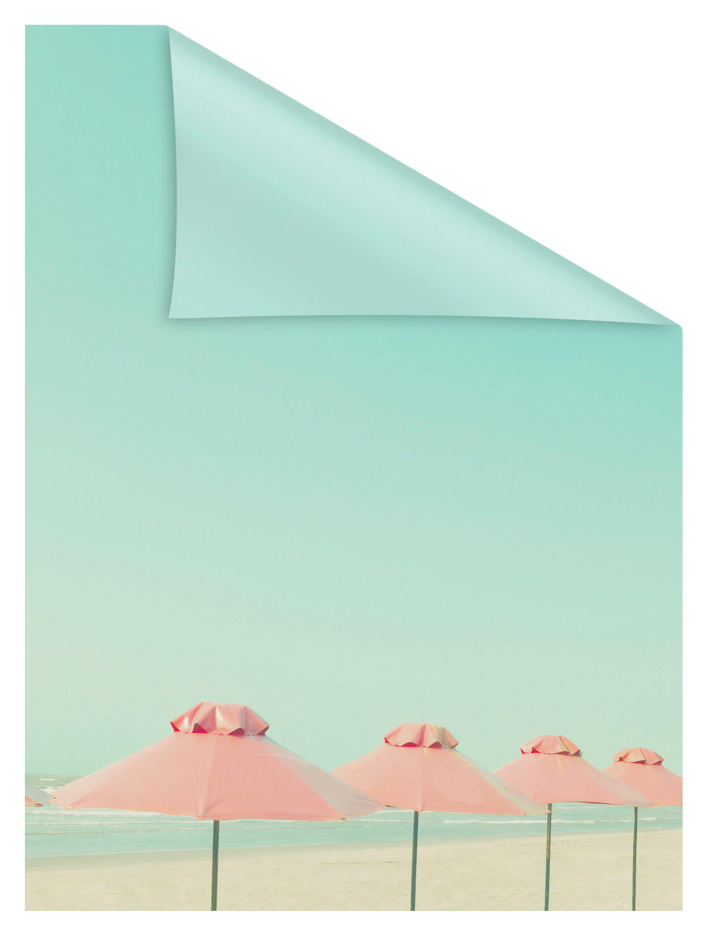 Thumbnail - LICHTBLICK Fensterfolie Sonnenschirme Meer Sonnenschirme türkis rosa B/L: ca. 50x100 cm