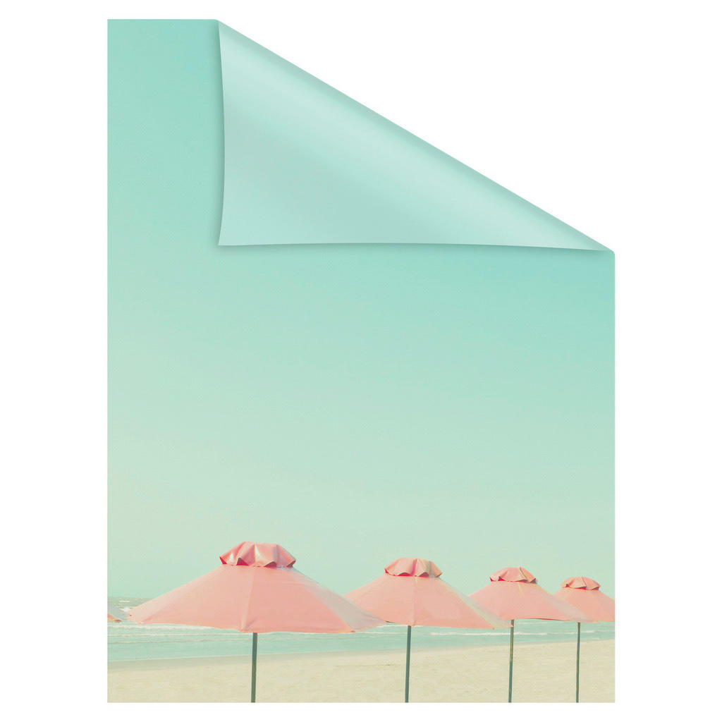 Thumbnail - LICHTBLICK Fensterfolie Sonnenschirme Meer Sonnenschirme türkis rosa B/L: ca. 50x50 cm