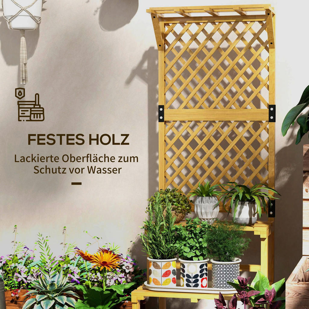 Thumbnail - Outsunny Pflanzenständer gelb Holz B/H/L: ca. 50x166x60 cm