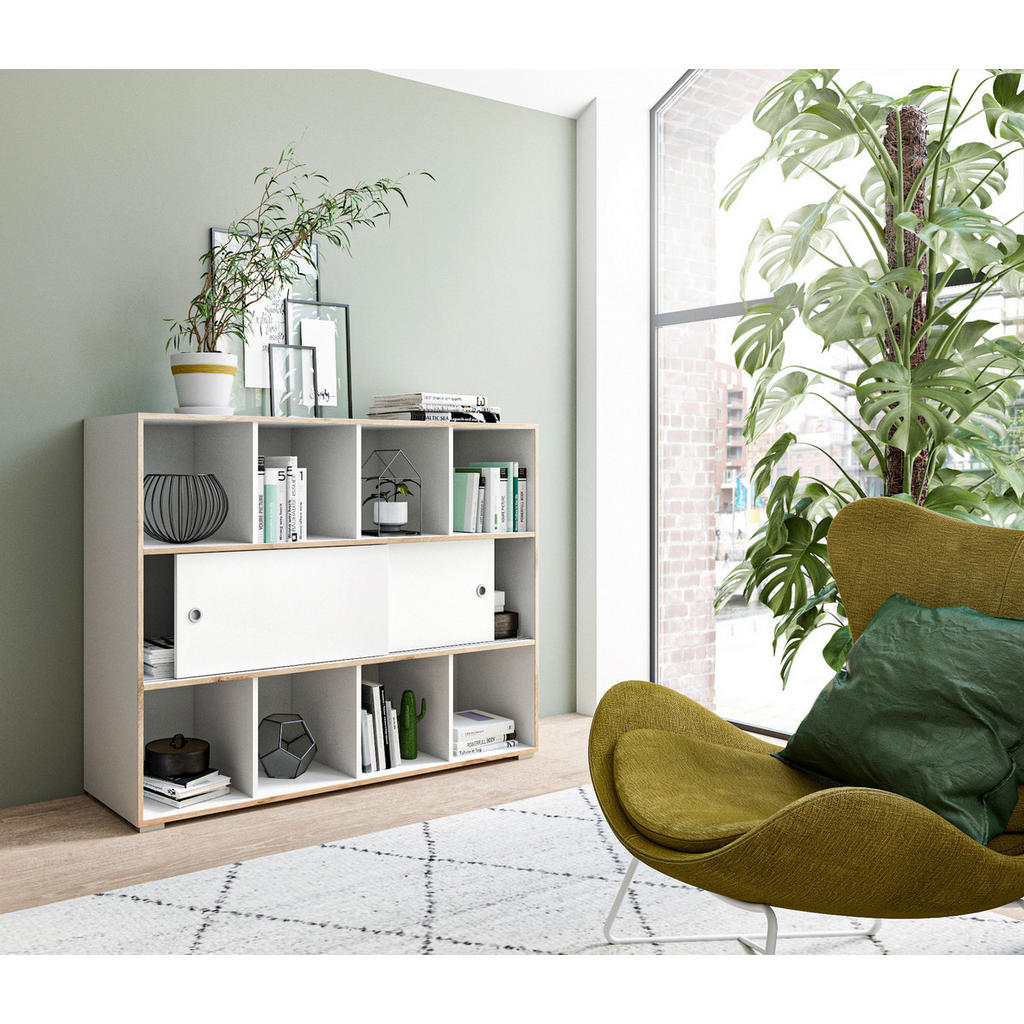 Thumbnail - Schiebetürenschrank Jesper weiß Eiche Nachbildung B/H/T: ca. 141x109x40 cm