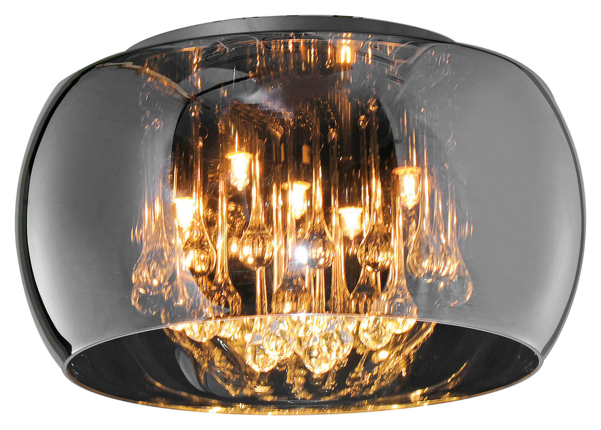 TRIO Deckenleuchte Vapore Chrom Glas H/D: ca. 22x40 cm G9 5 Brennstellen