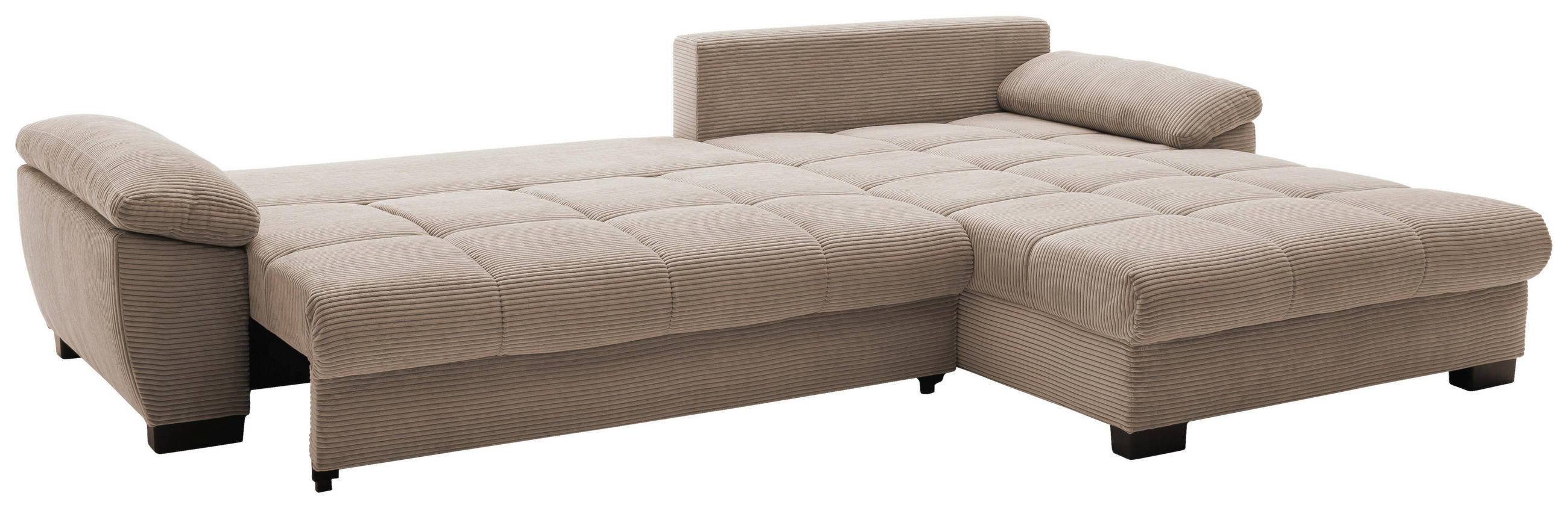 Thumbnail - Ecksofa mit Bettfunktion und Bettkasten taupe Microfaser B/H/T: ca. 323x88x211 cm