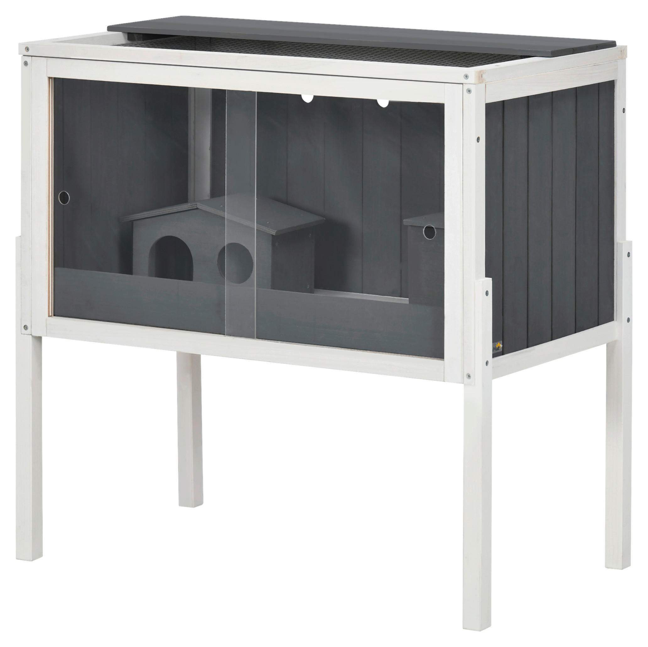 PawHut Zwerghamster-Käfig dunkelgrau Holz B/H/L: ca. 45x81x82 cm