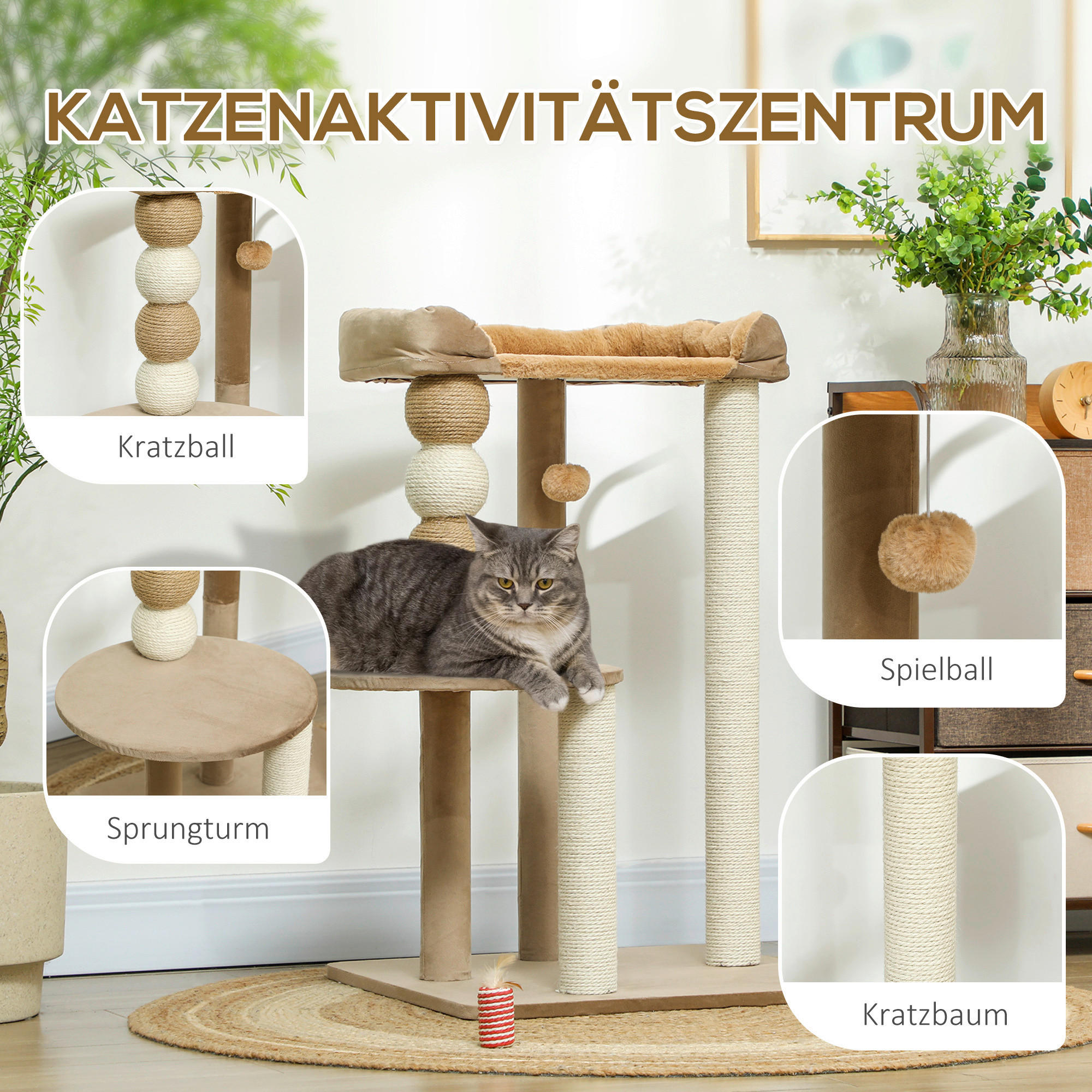 Thumbnail - PawHut Kratzbaum kaffee Spanplatte B/H/L: ca. 54x86x56 cm