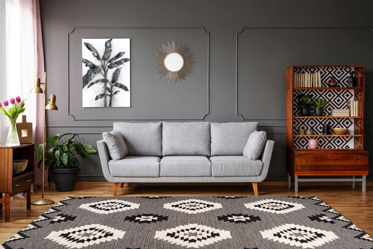 Thumbnail - Arte Espina Kurzflorteppich Ethnie 425 grau B/H/L: ca. 160x1x230 cm