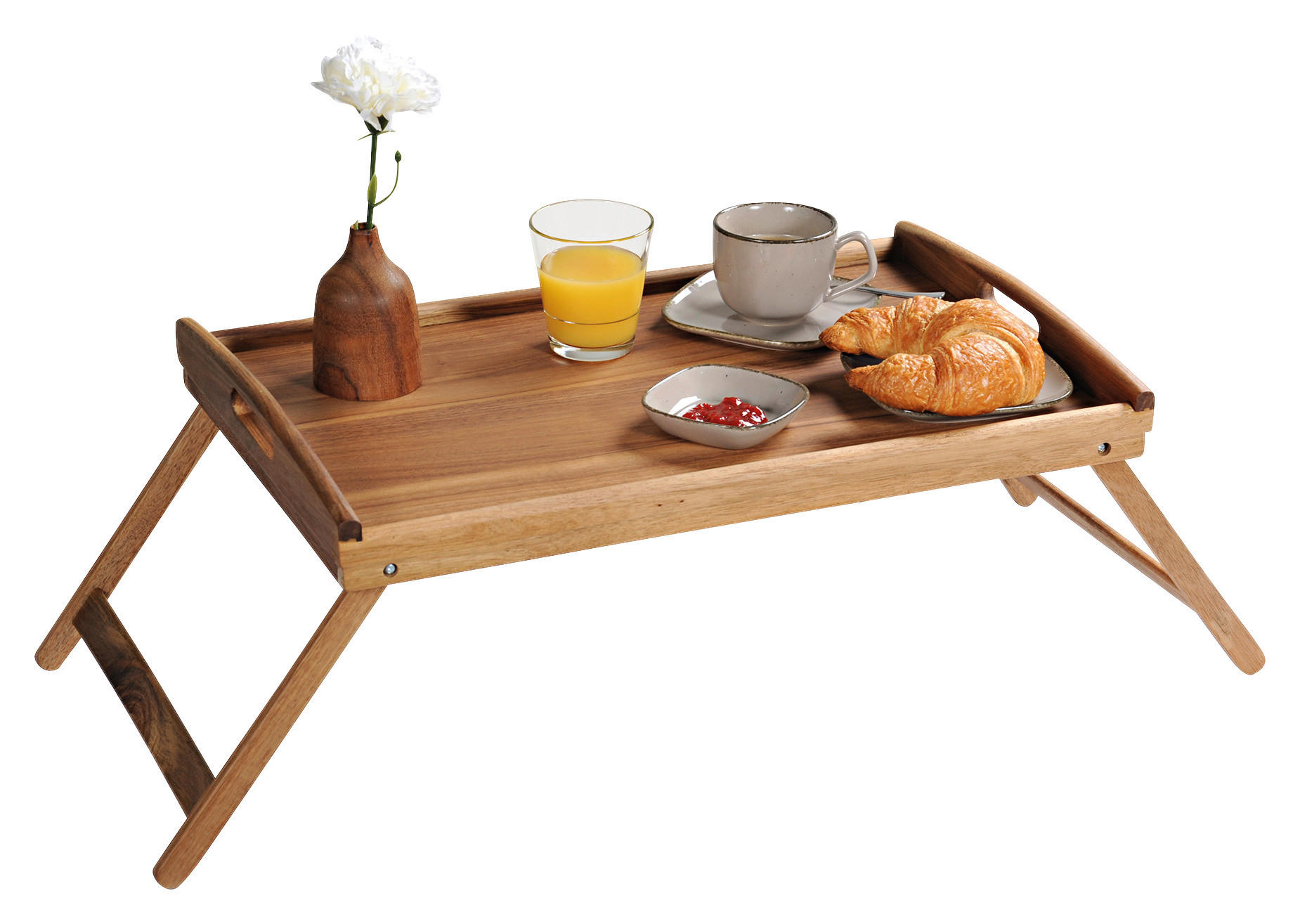 Kesper Tablett mit Klappfüßen natur Holz B/H/T: ca. 55x24x35 cm