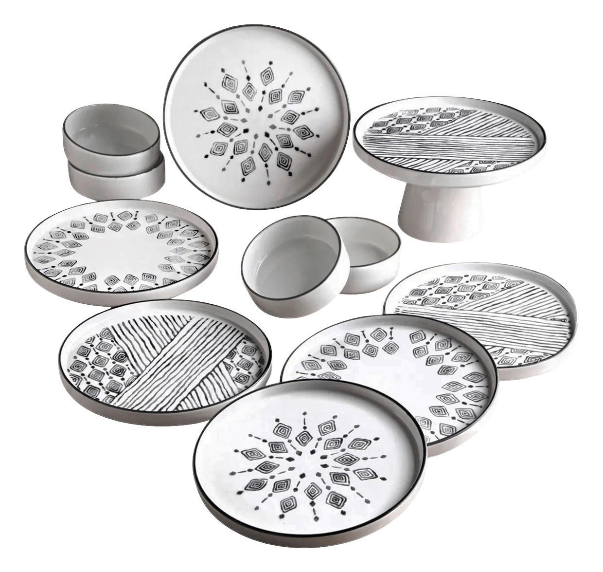 HermiaConcept Frühstücksservice schwarz Keramik 11 tlg.