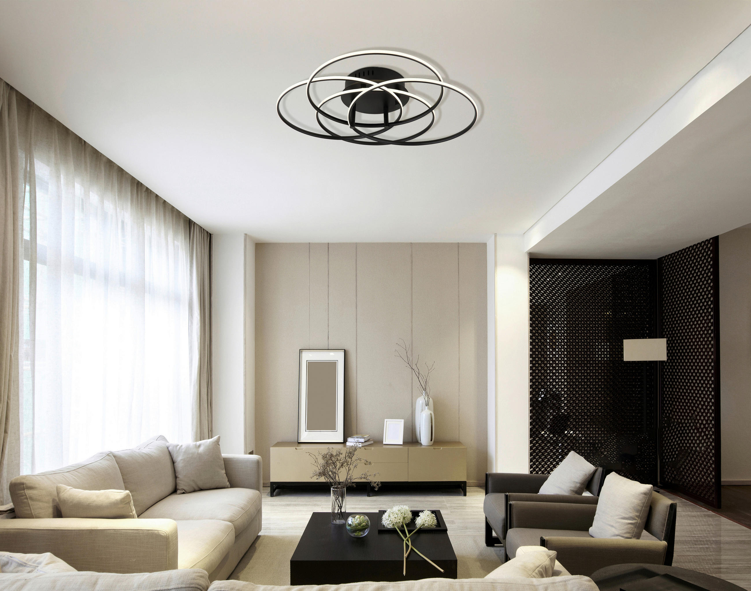 Thumbnail - GLOBO Deckenleuchte mattschwarz Opal Metall Aluminium H/D: ca. 11,4x51,5 cm 1 Brennstellen