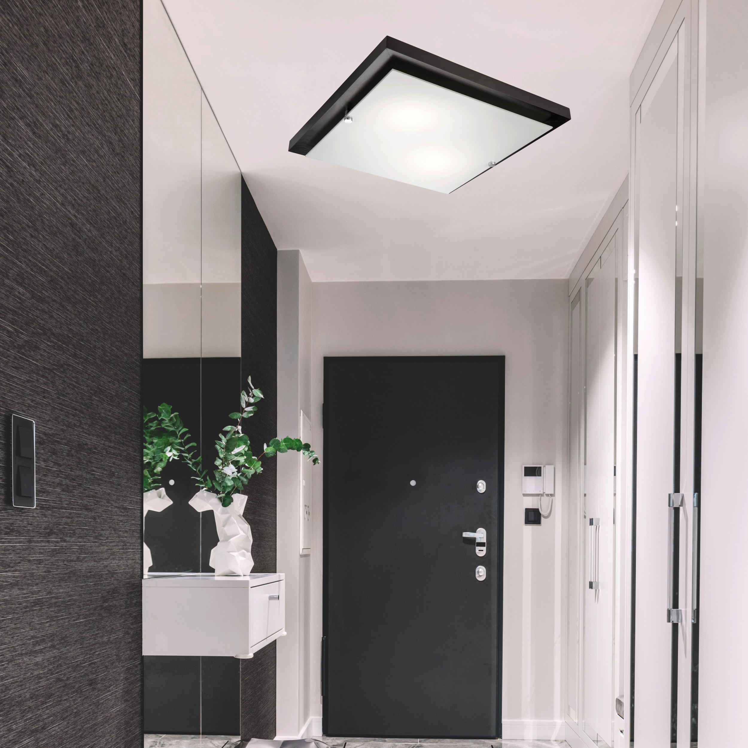 Thumbnail - Lamkur Deckenleuchte PEDRO 27043 natur Glas Holz H/L: ca. 6,5x35 cm E27 2 Brennstellen