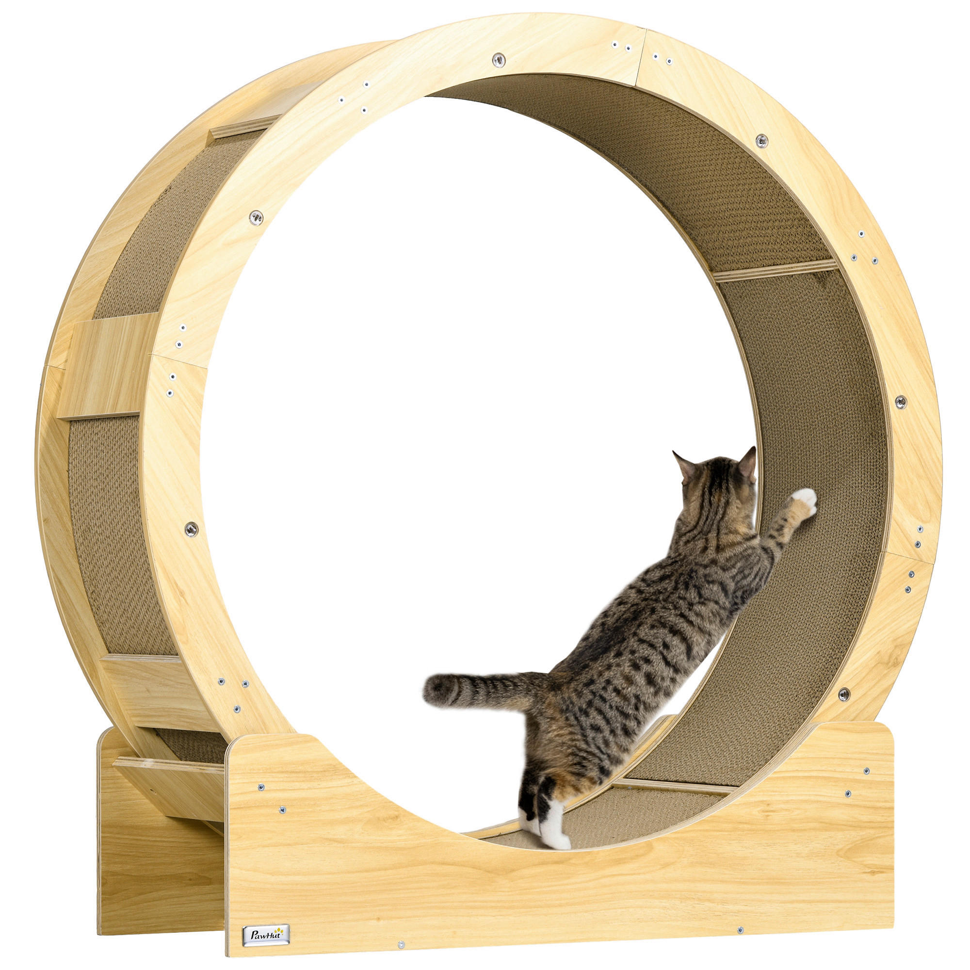 PawHut Katzenlaufrad Eiche Papier B/H/L: ca. 33,5x94x91 cm