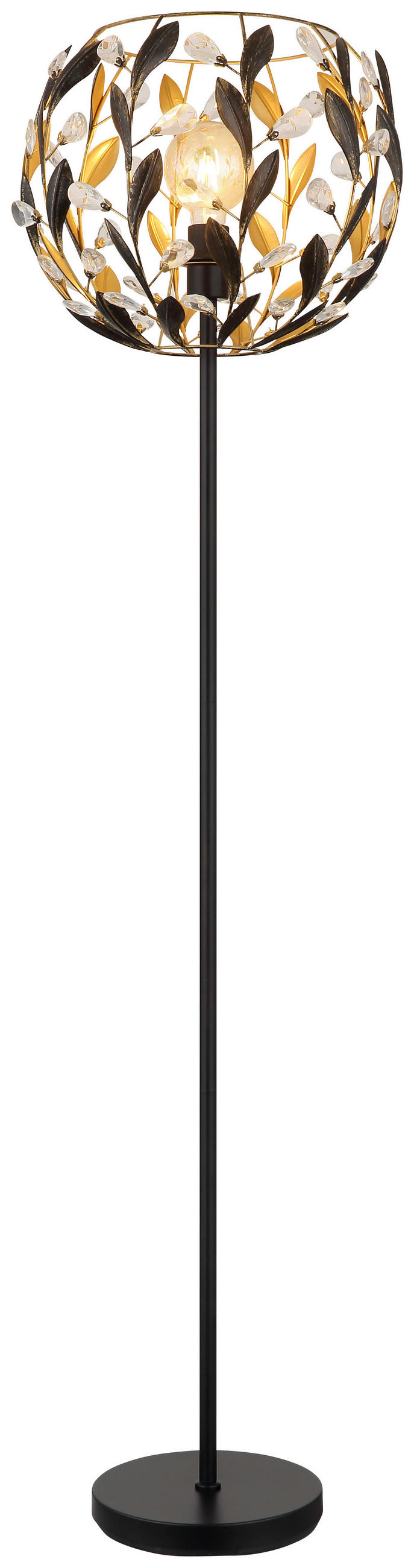GLOBO Stehleuchte MIKA 15759S schwarz gold Metall H/D: ca. 157x40 cm E27 1 Brennstellen