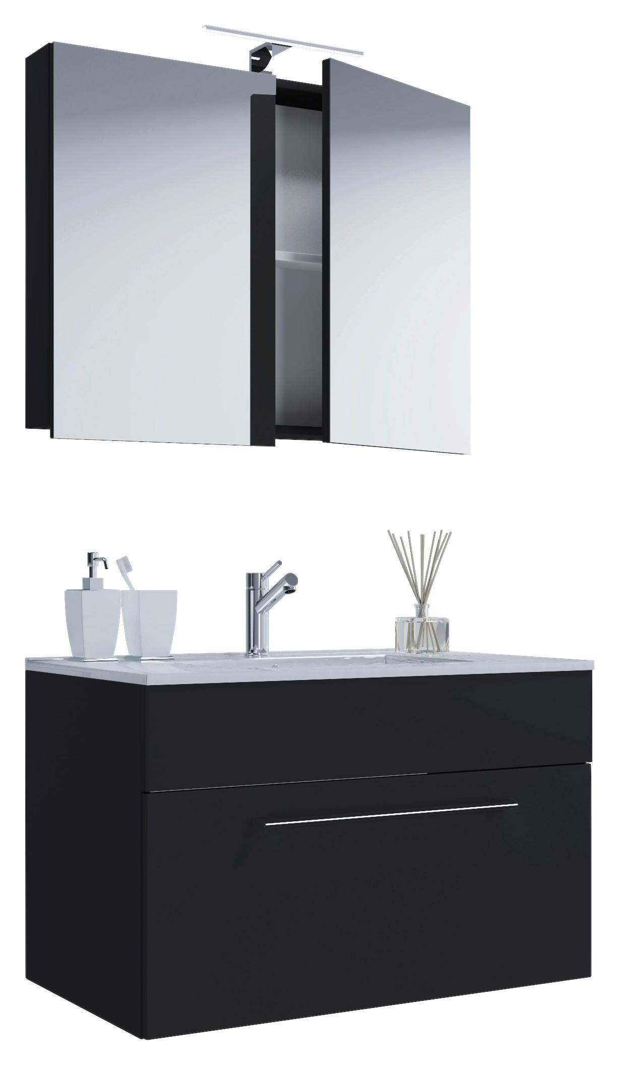 Thumbnail - Waschplatz 3tlg-Badinos schwarz B/H/T: ca. 60x50x46 cm