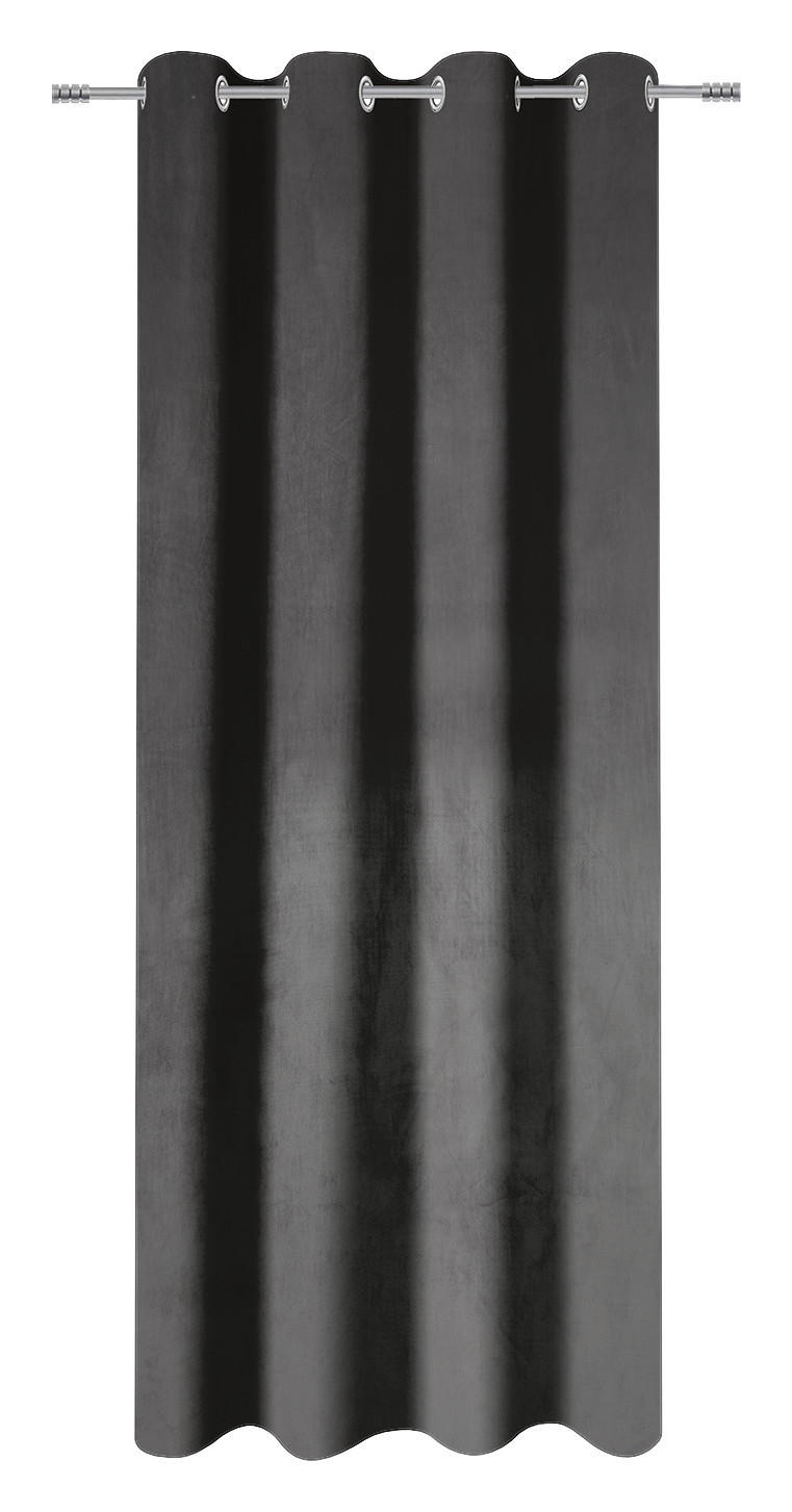 Thumbnail - Ösenvorhang Samt anthrazit B/L: ca. 135x245 cm