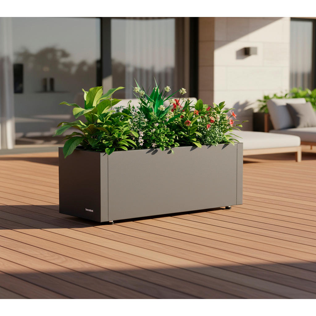 Thumbnail - Herstera Garden Pflanzkübel Cube anthrazit Metall B/H/L: ca. 60x25x25 cm