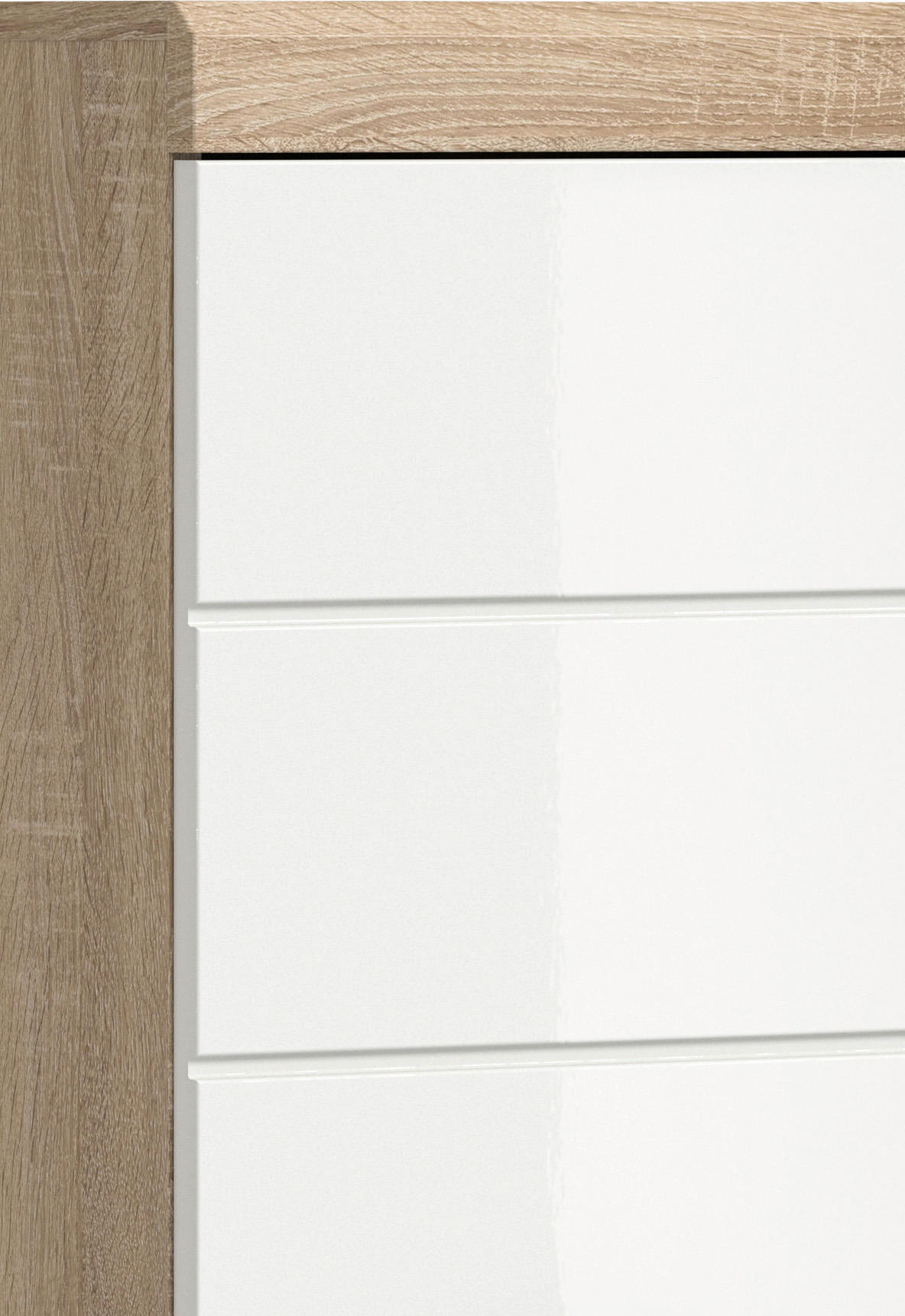 Thumbnail - Badhängeschrank Lambada Eiche Sonoma Nachbildung weiß Hochglanz B/H/T: ca. 74x79x24 cm