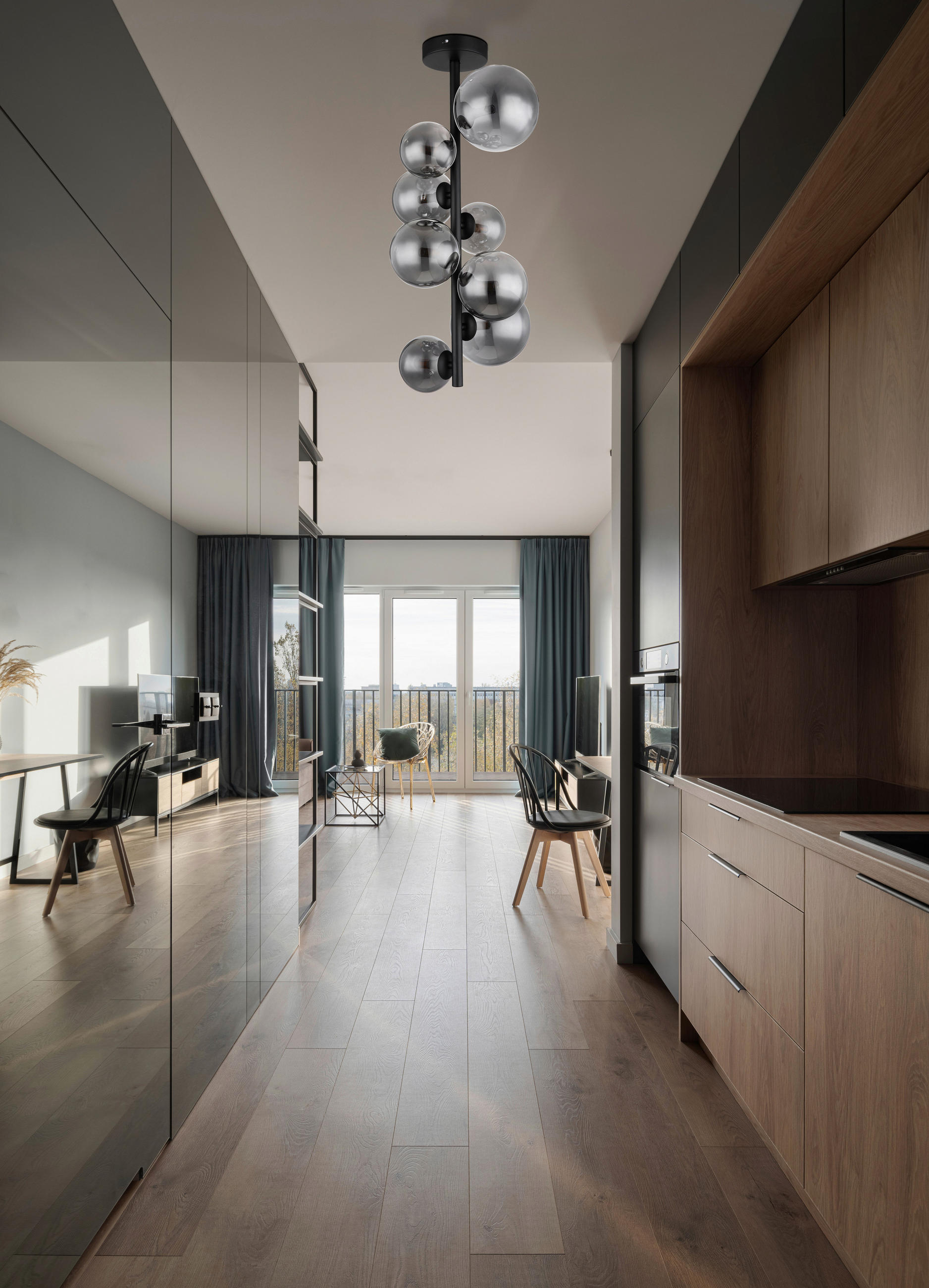 Thumbnail - GLOBO Deckenleuchte schwarz Metall H/D: ca. 60x28 cm G9 8 Brennstellen