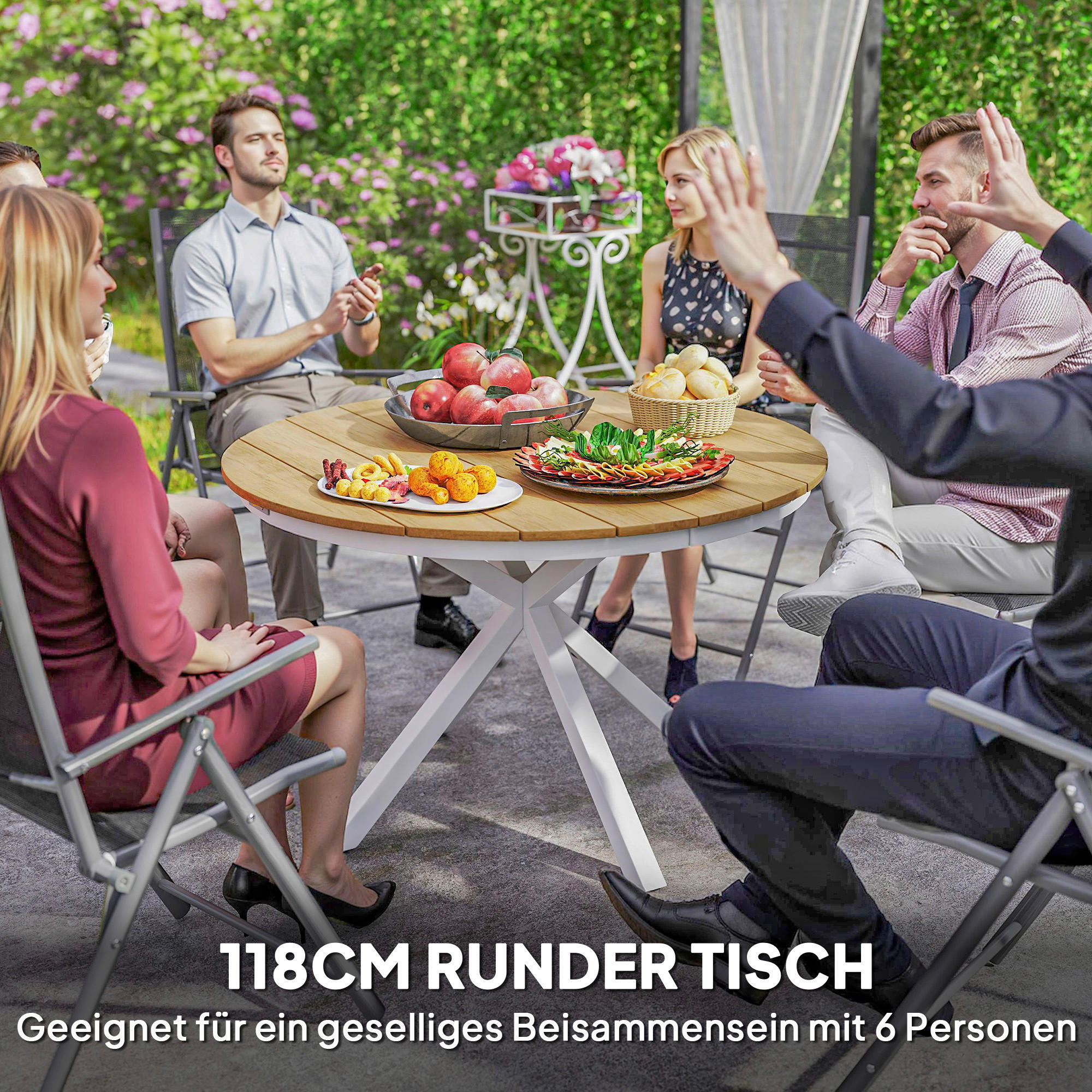 Thumbnail - Outsunny Gartentisch taupe Aluminium B/H/L: ca. 118x74x118 cm