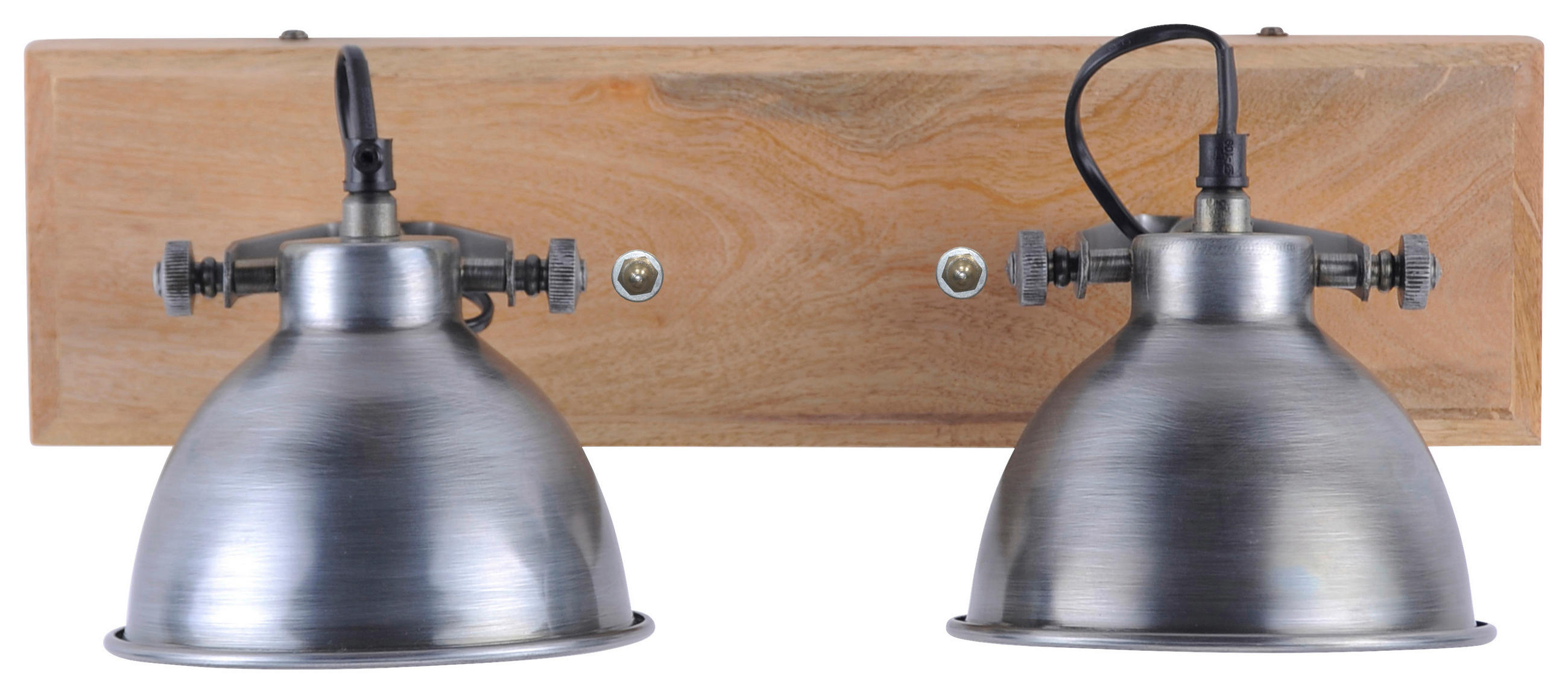 Thumbnail - Just Light Spot Samia stahlfarbig Echtholz Metall B/H/L: ca. 24x22x45 cm E14 2 Brennstellen