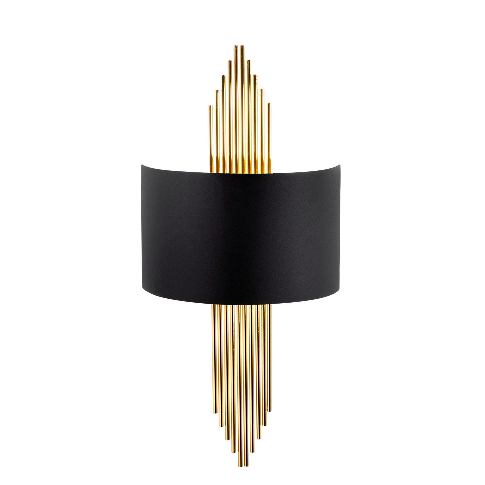 Opviq Wandleuchte Ringel gold schwarz Metall B/H/T/L: ca. 10x22x10x75 cm E27 1 Brennstellen