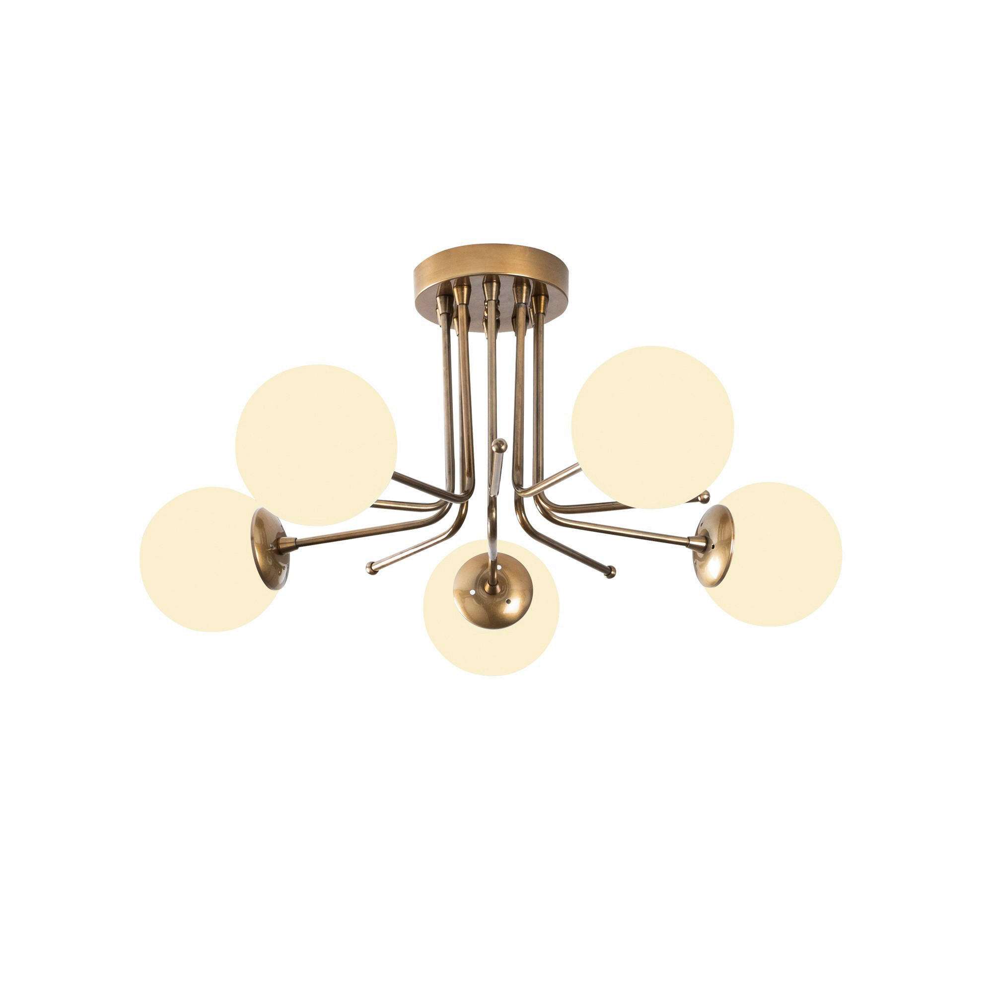 Opviq Deckenleuchte Daisy gold weiß Eisen B/H/T/L/D: ca. 80x34x80x80x80 cm E27 5 Brennstellen