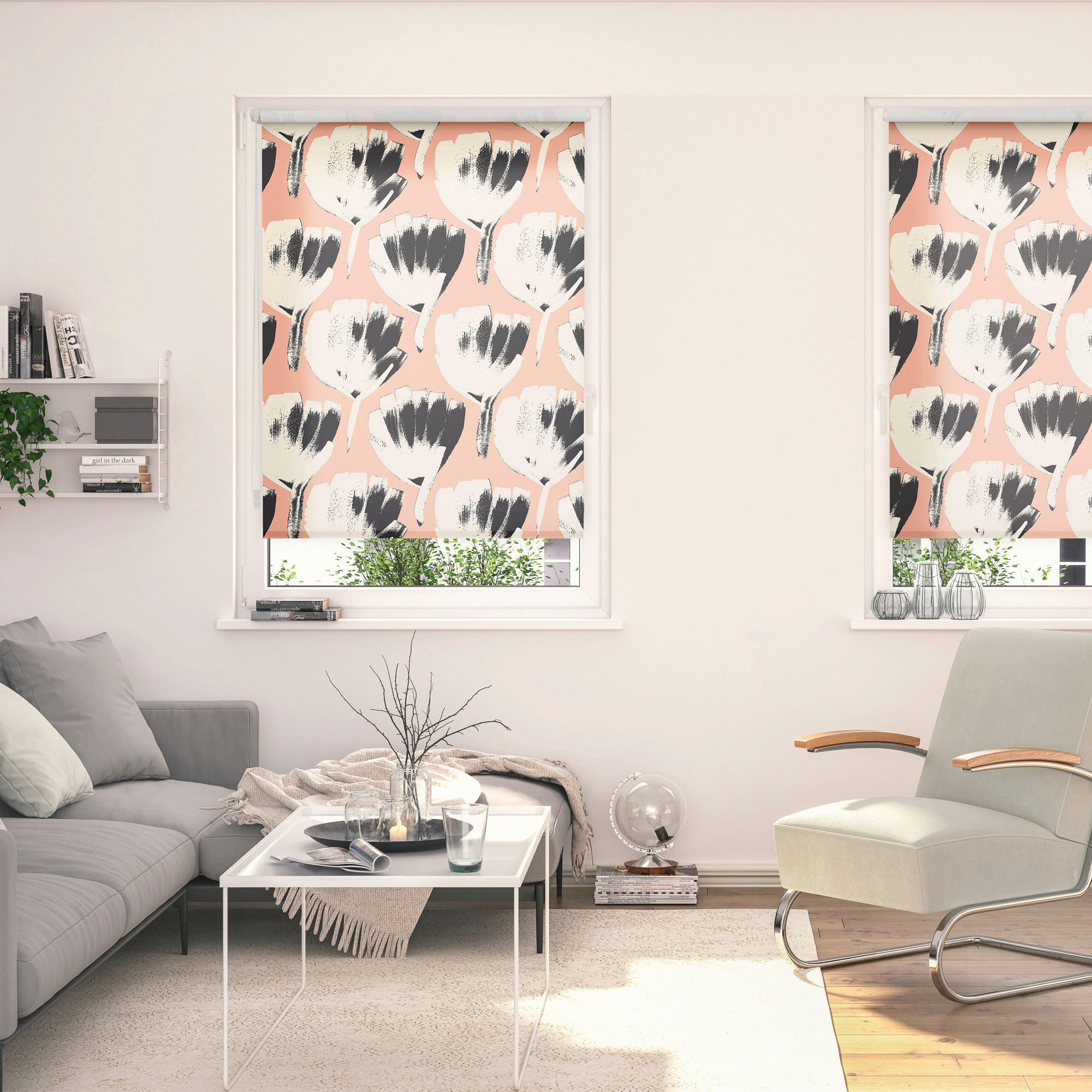 LICHTBLICK Verdunkelungsrollo Jumbo Flowers rot B/L: ca. 120x150 cm