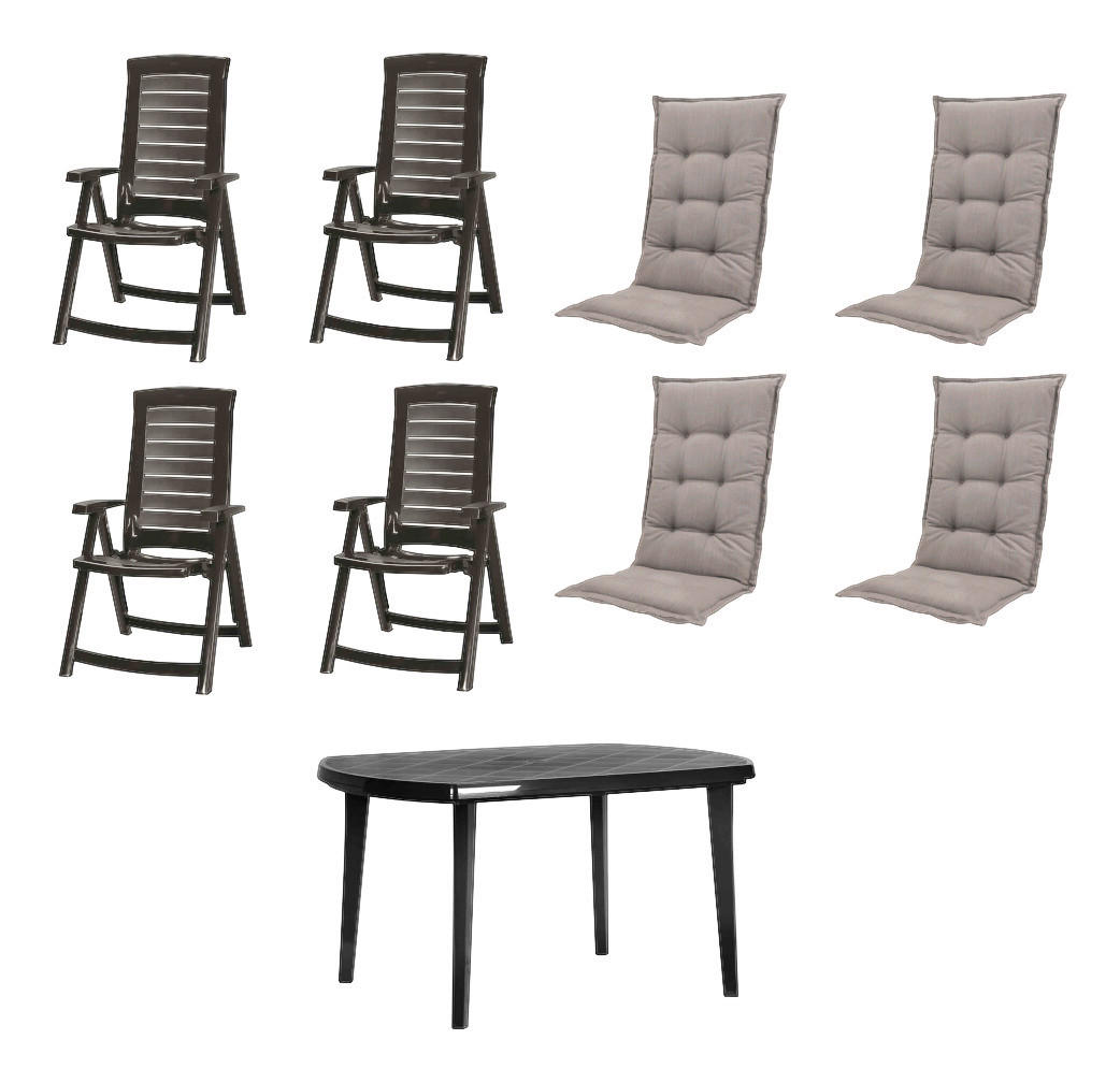 JARDIN,MADISON Gartensitzgruppe + Auflagen Aruba taupe Kunststoff B/H/L: ca. 90x110x137 cm
