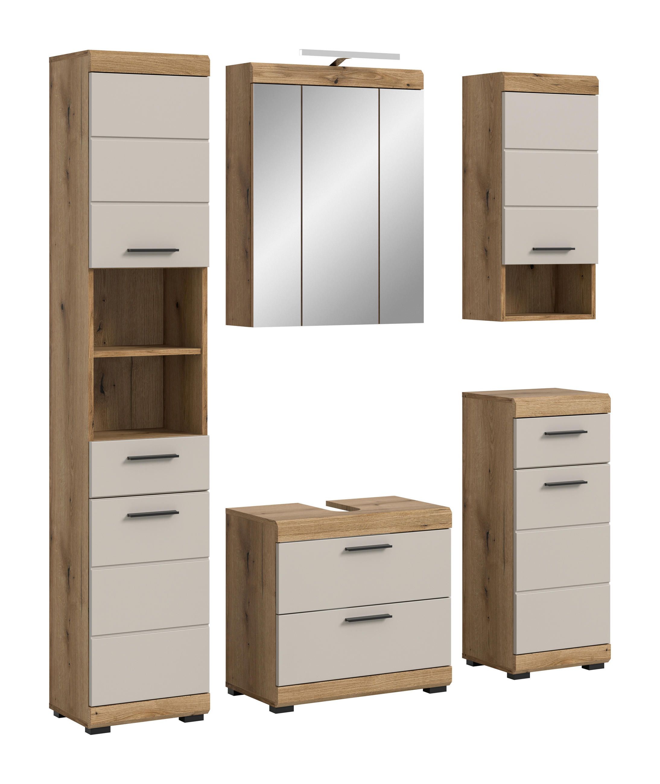 Badezimmer-Set Scout Evoke Oak Nachbildung Kaschmirgrau Nachbildung B/H/T: ca. 164x191x34 cm