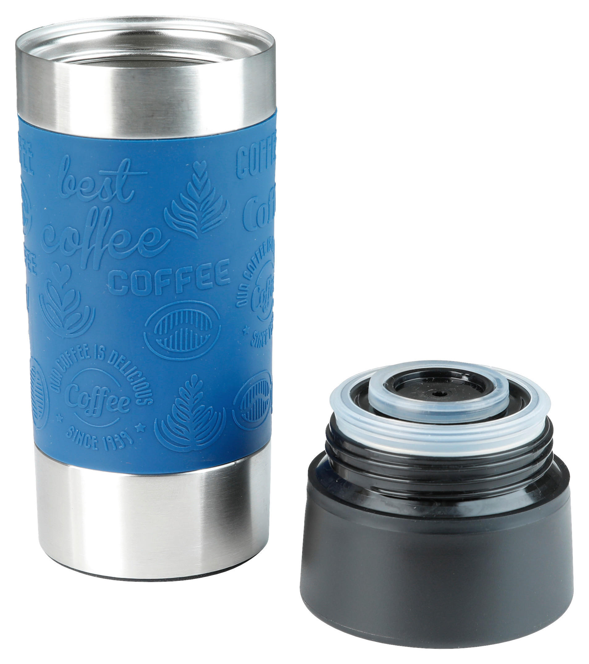 Thumbnail - Isolierbecher blau Edelstahl H: ca. 19,2 cm