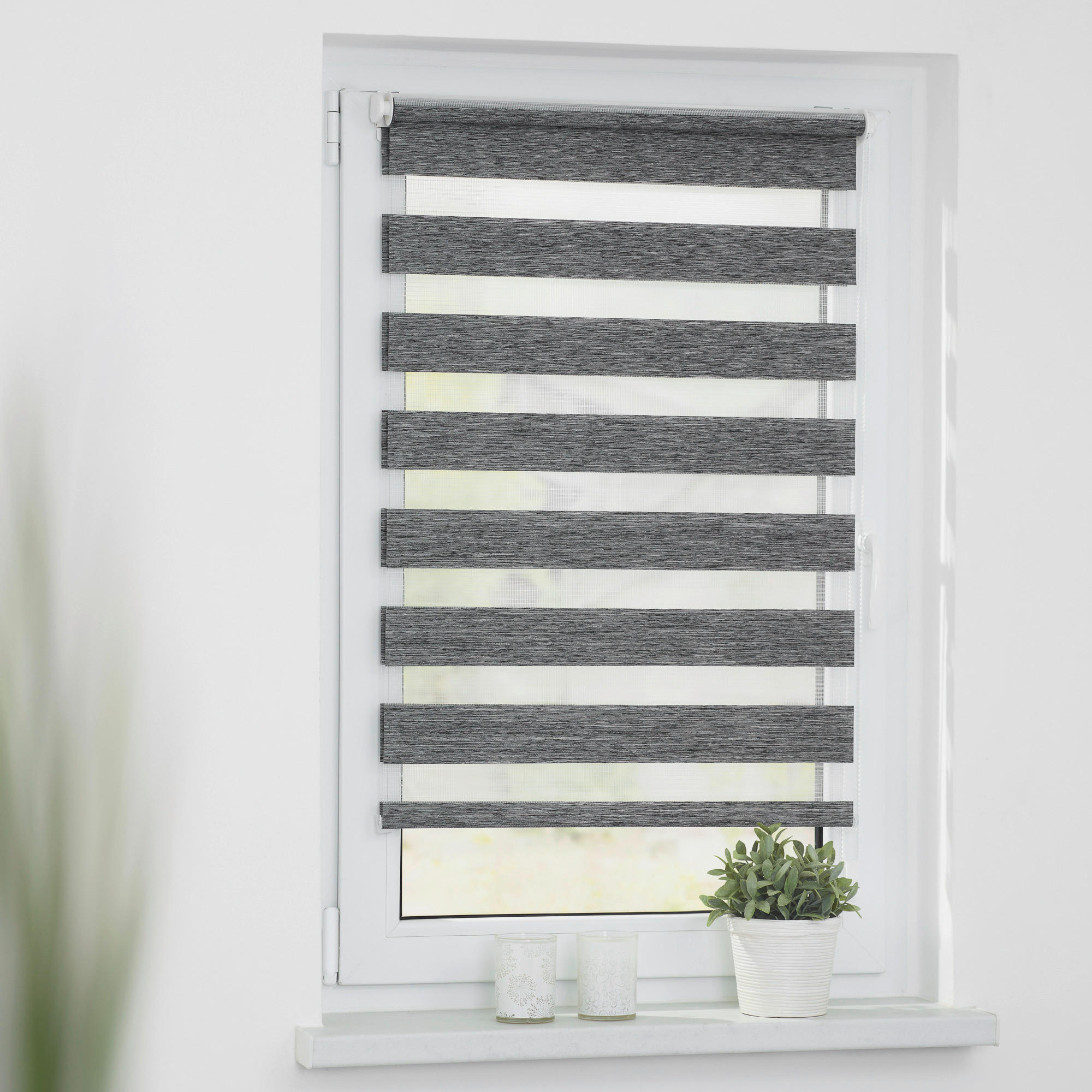 LICHTBLICK Doppelrollo Duo Go Green dunkelgrau B/L: ca. 80x220 cm