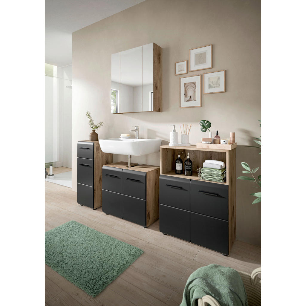 Thumbnail - Badezimmer-Set Ice Nox Oak Nachbildung schwarz matt B/H/T: ca. 60x185x30 cm