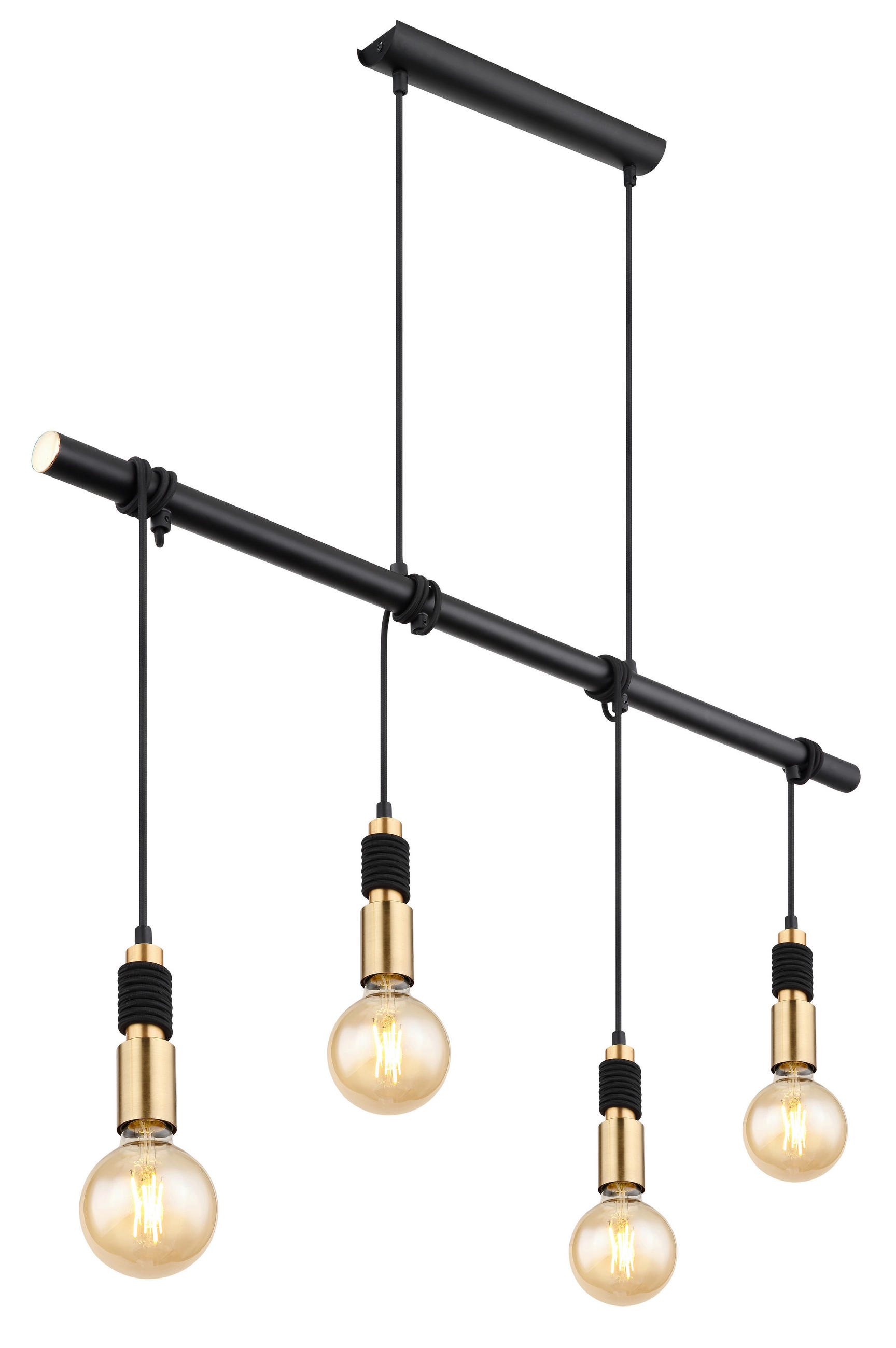 GLOBO Pendelleuchte schwarz messing Metall B/H/T: ca. 6x120x100 cm E27 4 Brennstellen