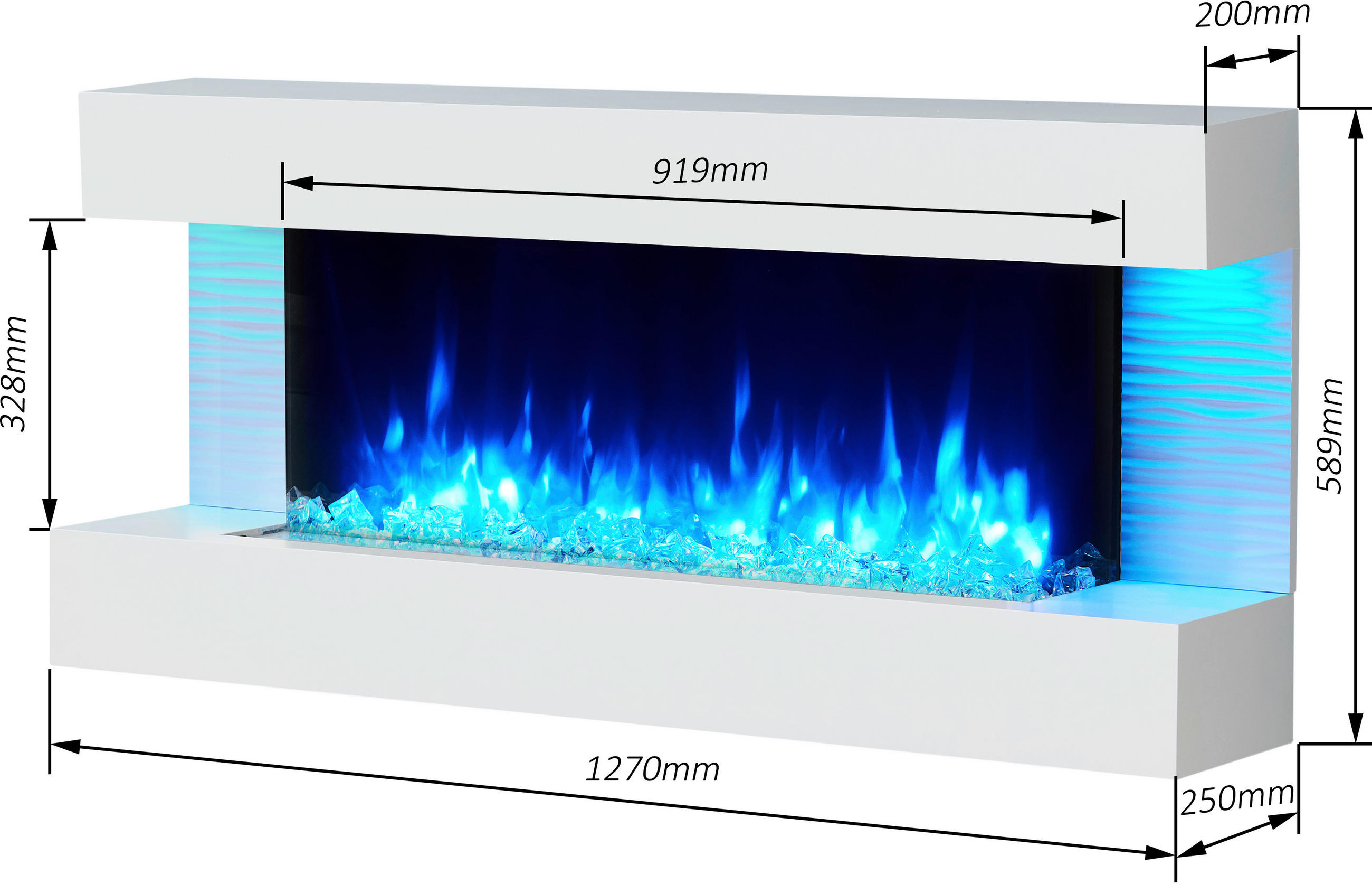 Thumbnail - Balderia Wandkamin Helia weiß MDF B/H/T: ca. 127x60x25 cm