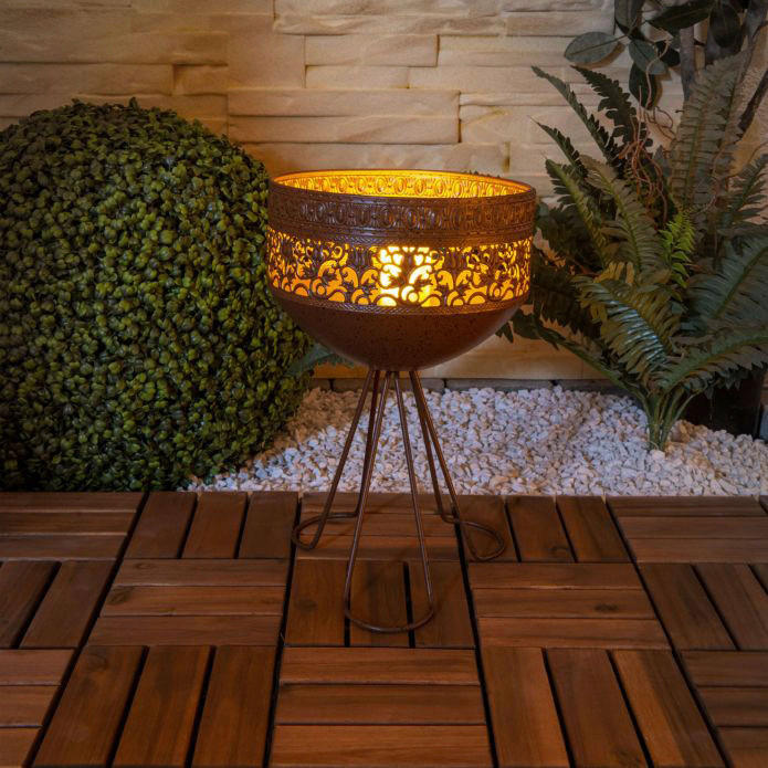 Thumbnail - LED-Solarleuchte mit Standfuß NV5276520 braun Metall B/H/L: ca. 22x35x22 cm