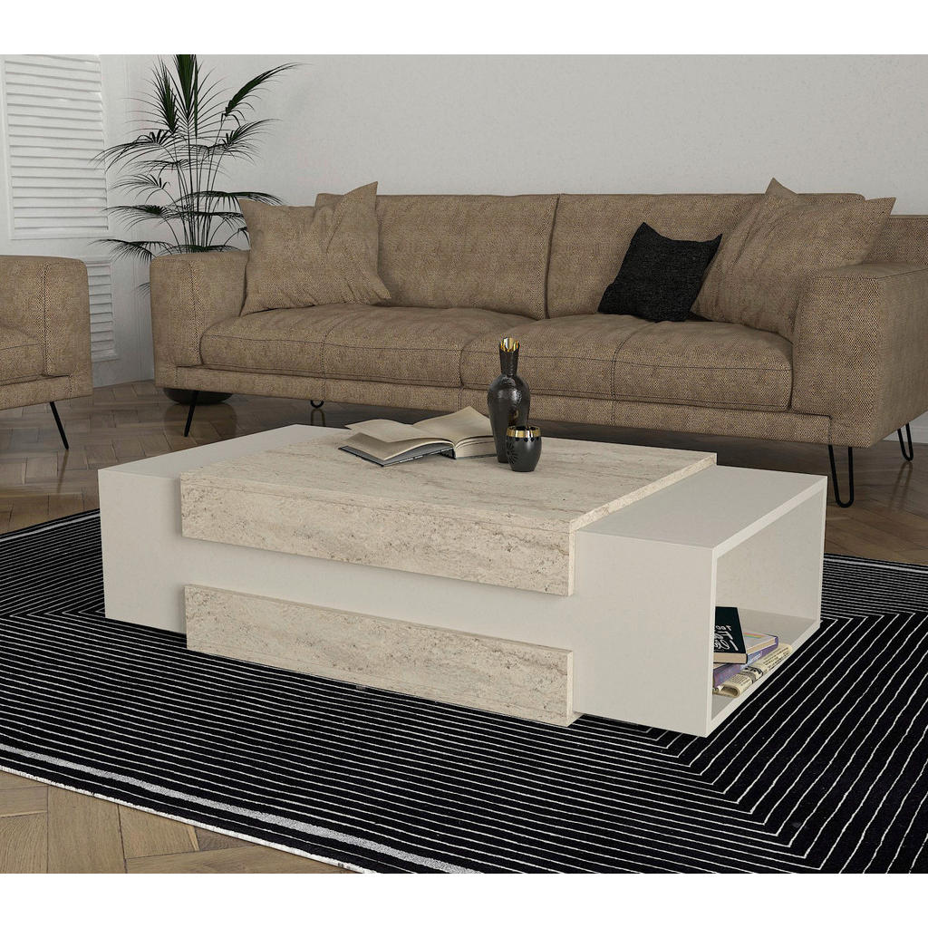 Thumbnail - moebel17 Couchtisch Nora beige granit Spanplatte B/H/T: ca. 110x57x31 cm