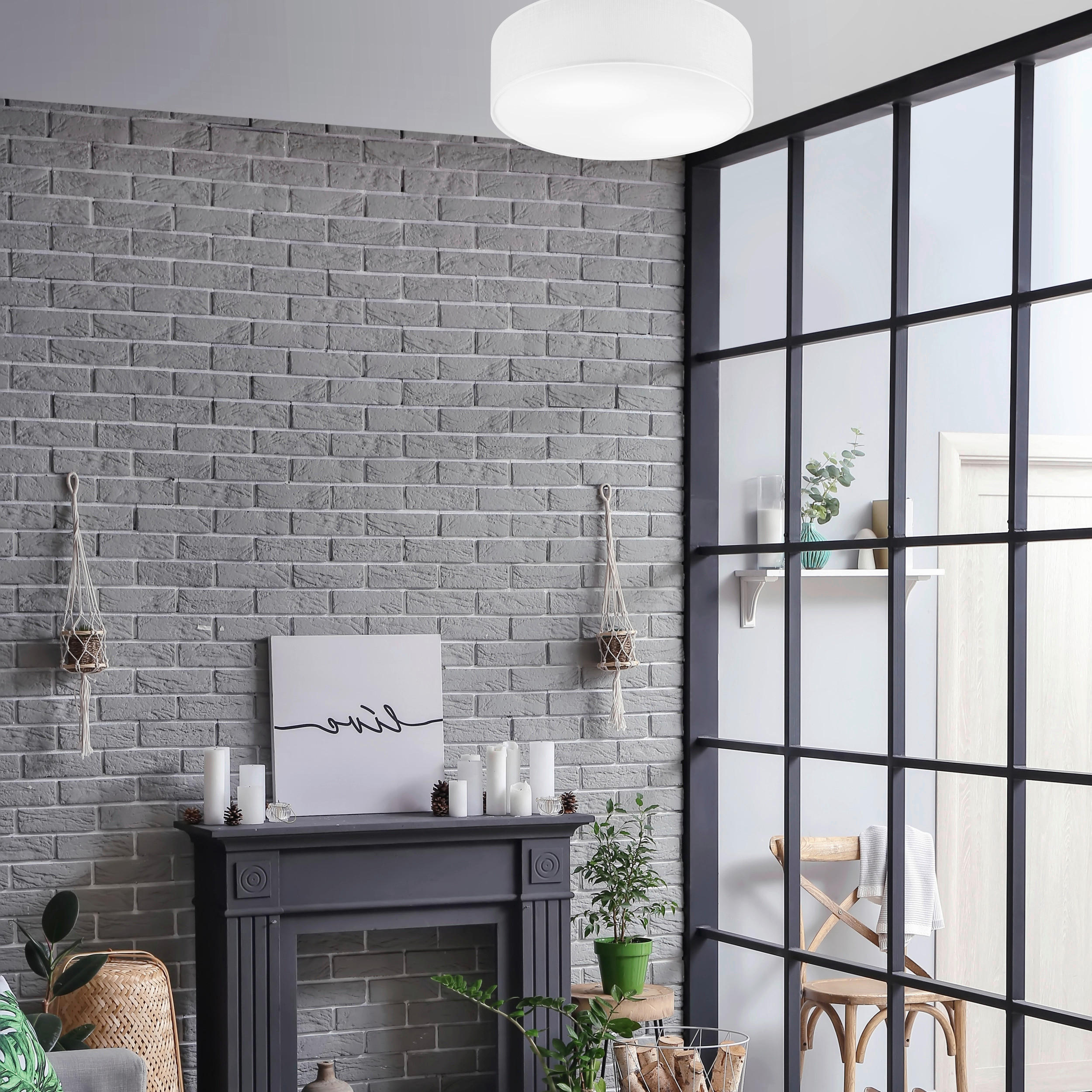 Thumbnail - Lamkur Deckenleuchte VIVIAN 48499 weiß Kunststoff Textil PVC H/L: ca. 13x45 cm E27 2 Brennstellen