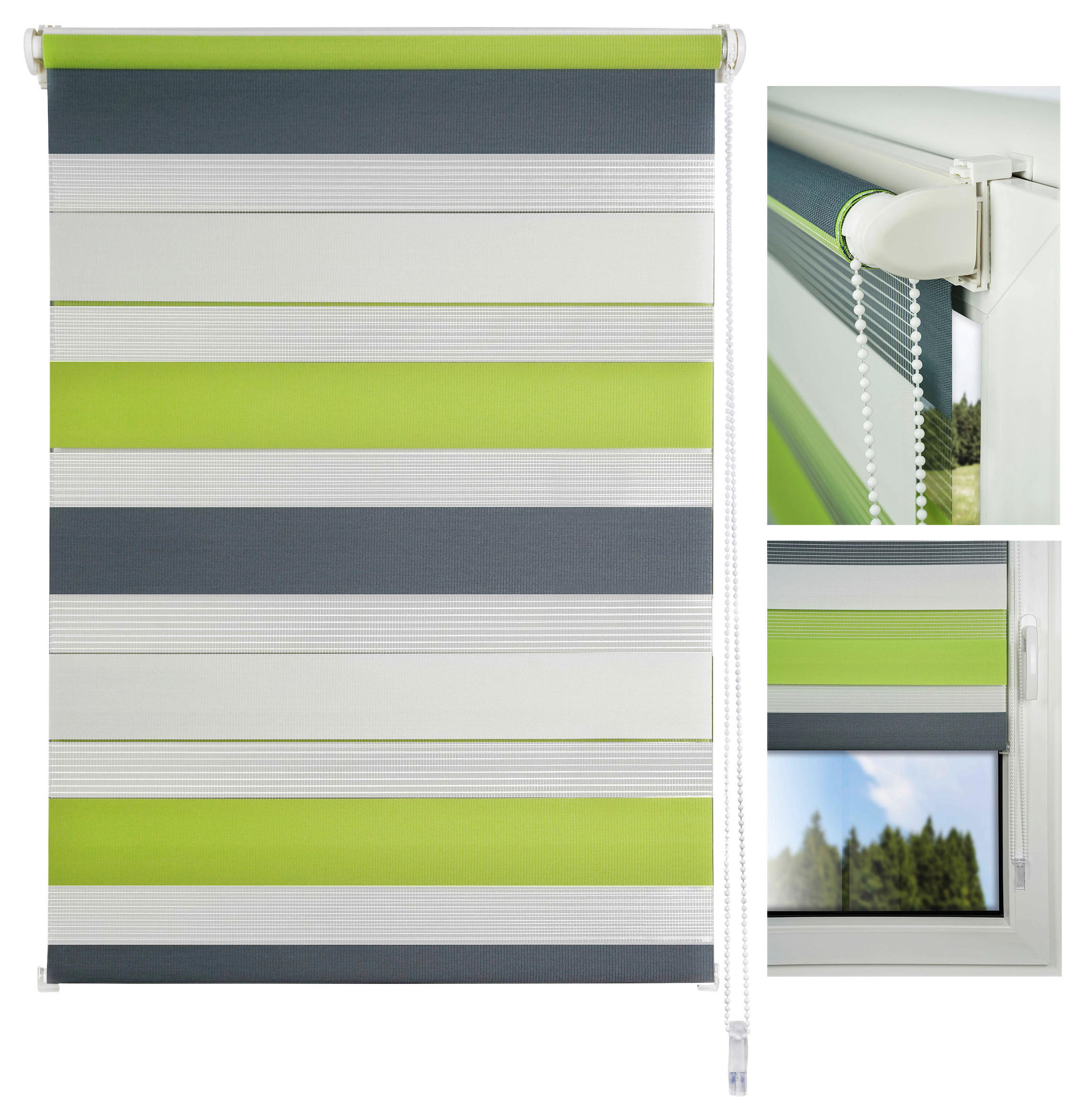 Thumbnail - Doppelrollo Just-Triple grün B/L: ca. 100x160 cm