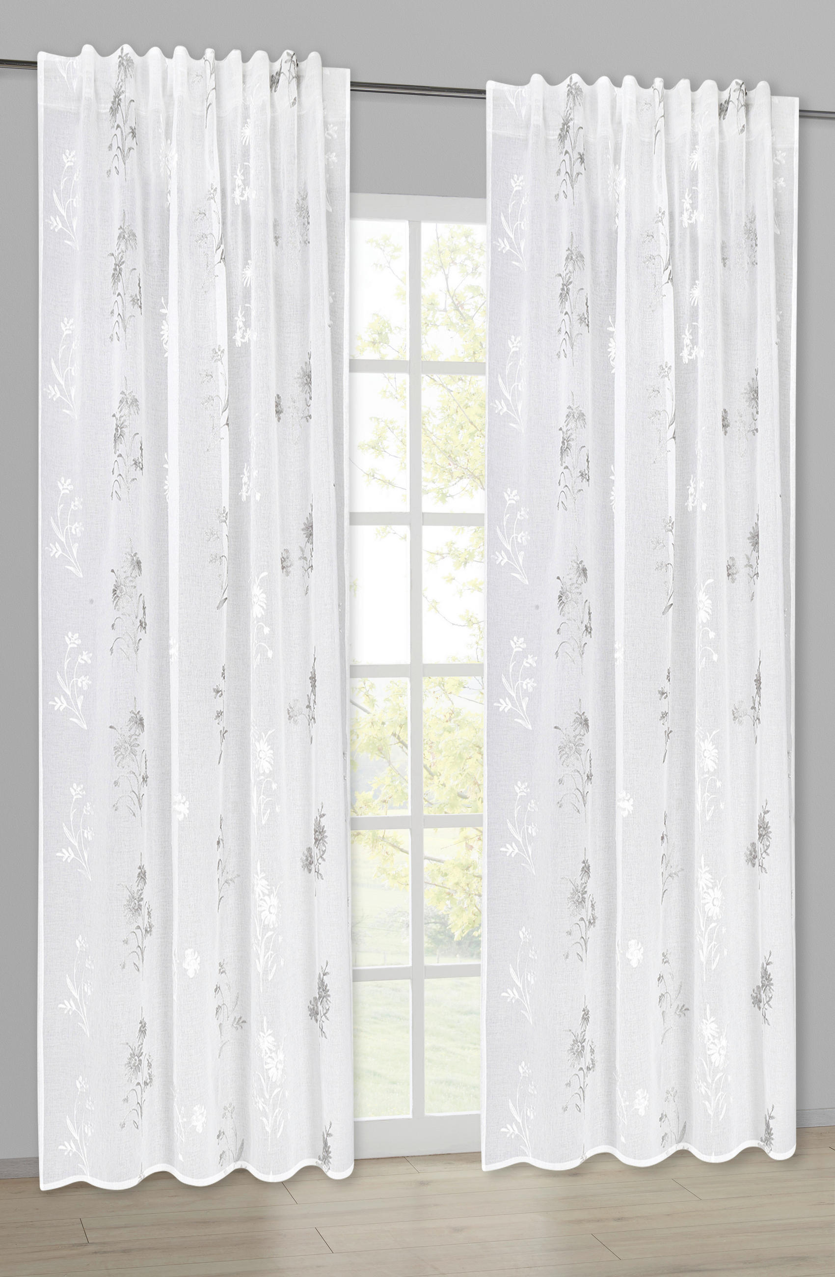 Happy Home Kombivorhang Blattranke silber B/L: ca. 140x245 cm