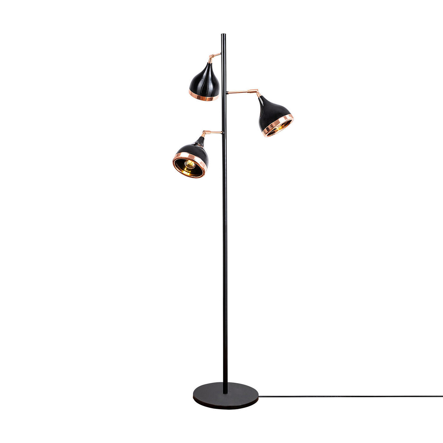 Opviq Stehleuchte schwarz Kupfer B/H/T/L/D: ca. 52x163x52x52x52 cm E27 3 Brennstellen