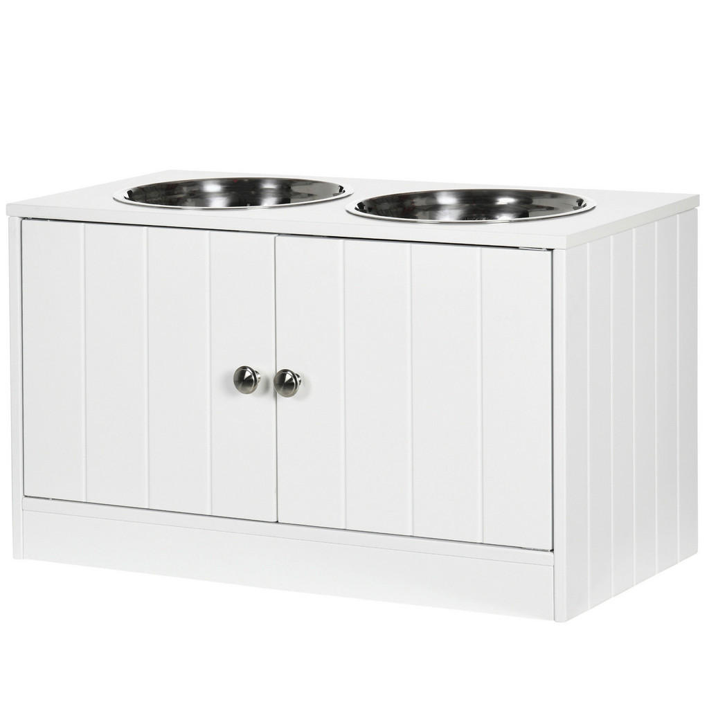 Thumbnail - PawHut Futterstation weiß MDF B/H/L: ca. 30x35,5x60 cm